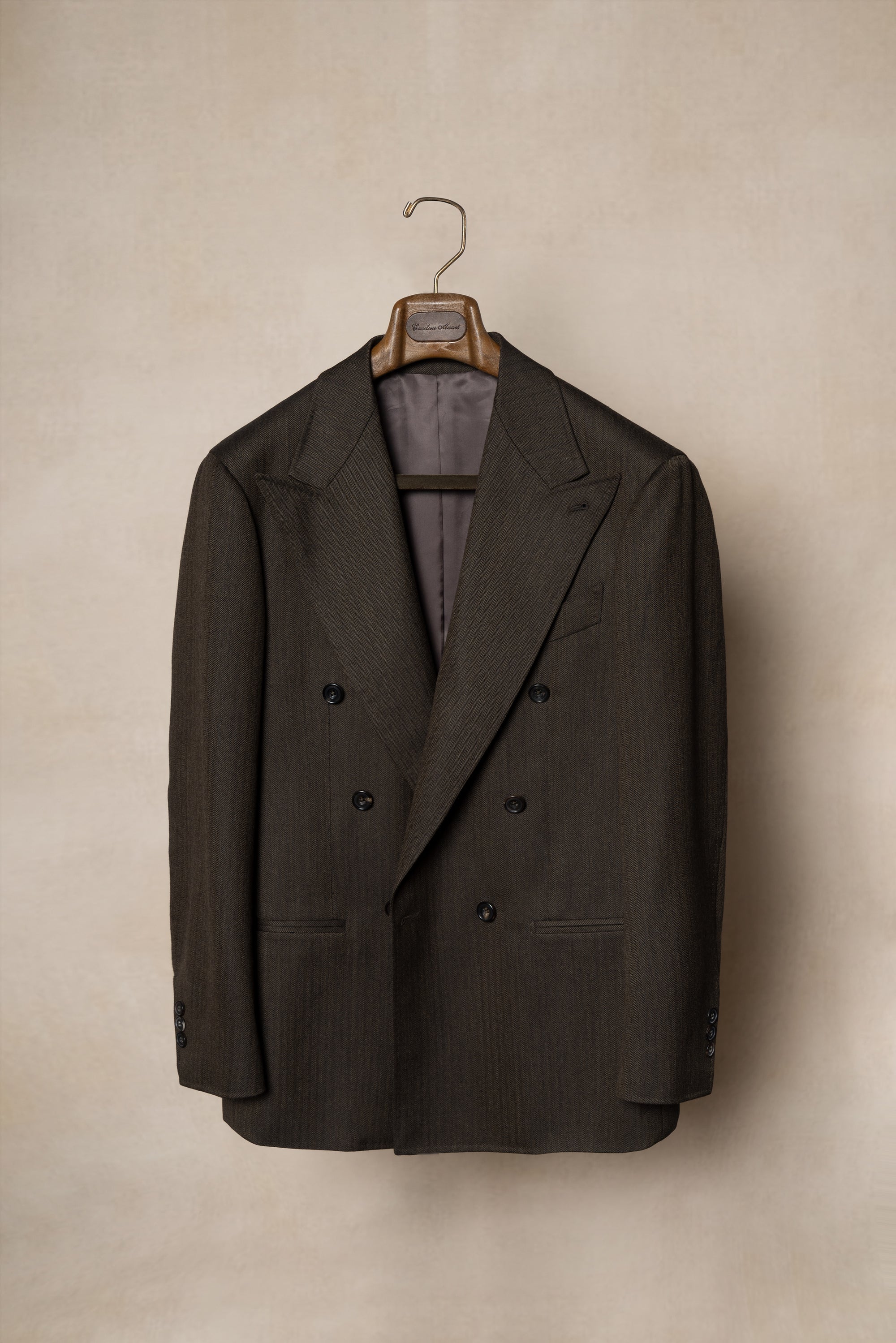 MTO Brown Herrringbone Worsted Suit #177