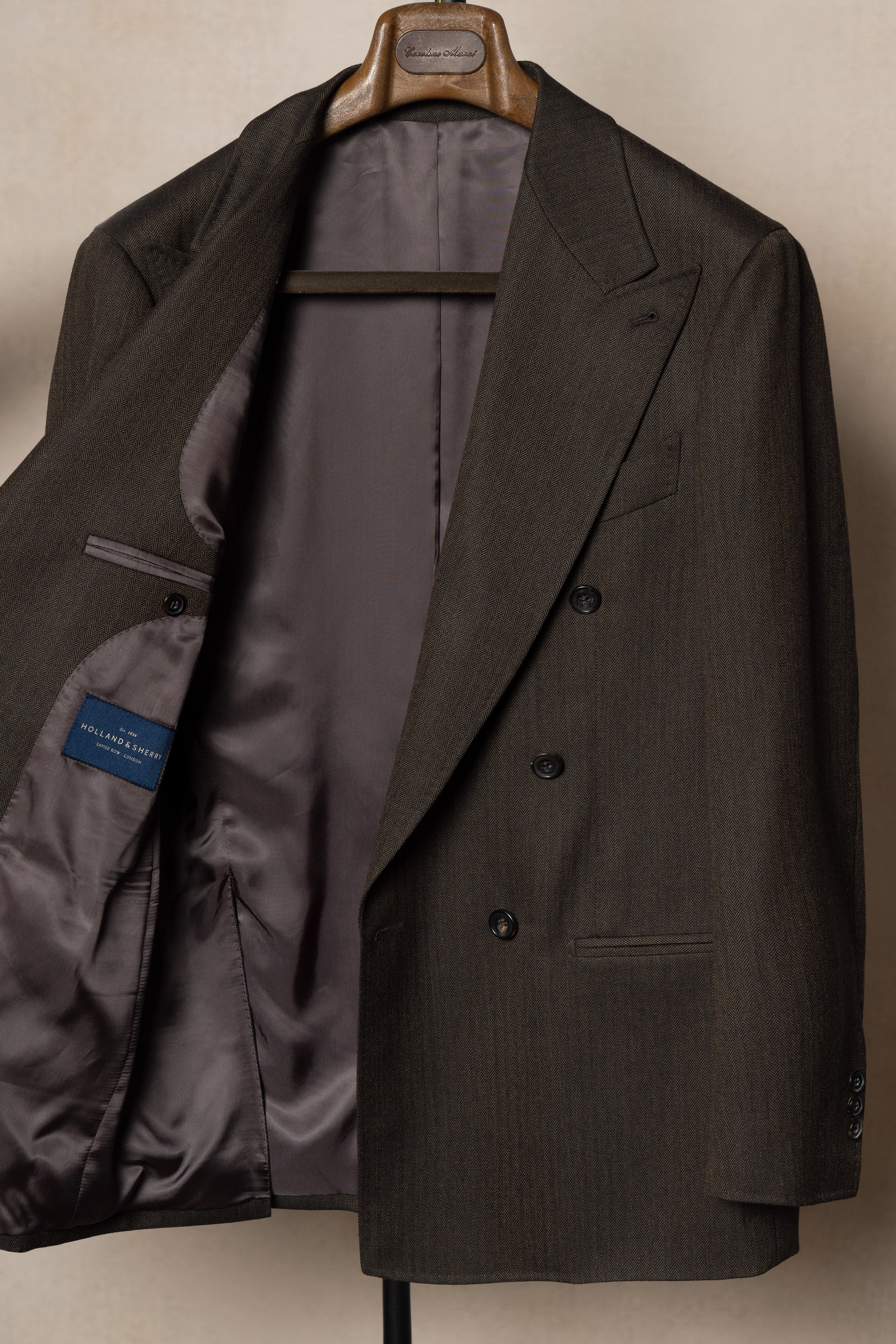 MTO Brown Herrringbone Worsted Suit #177