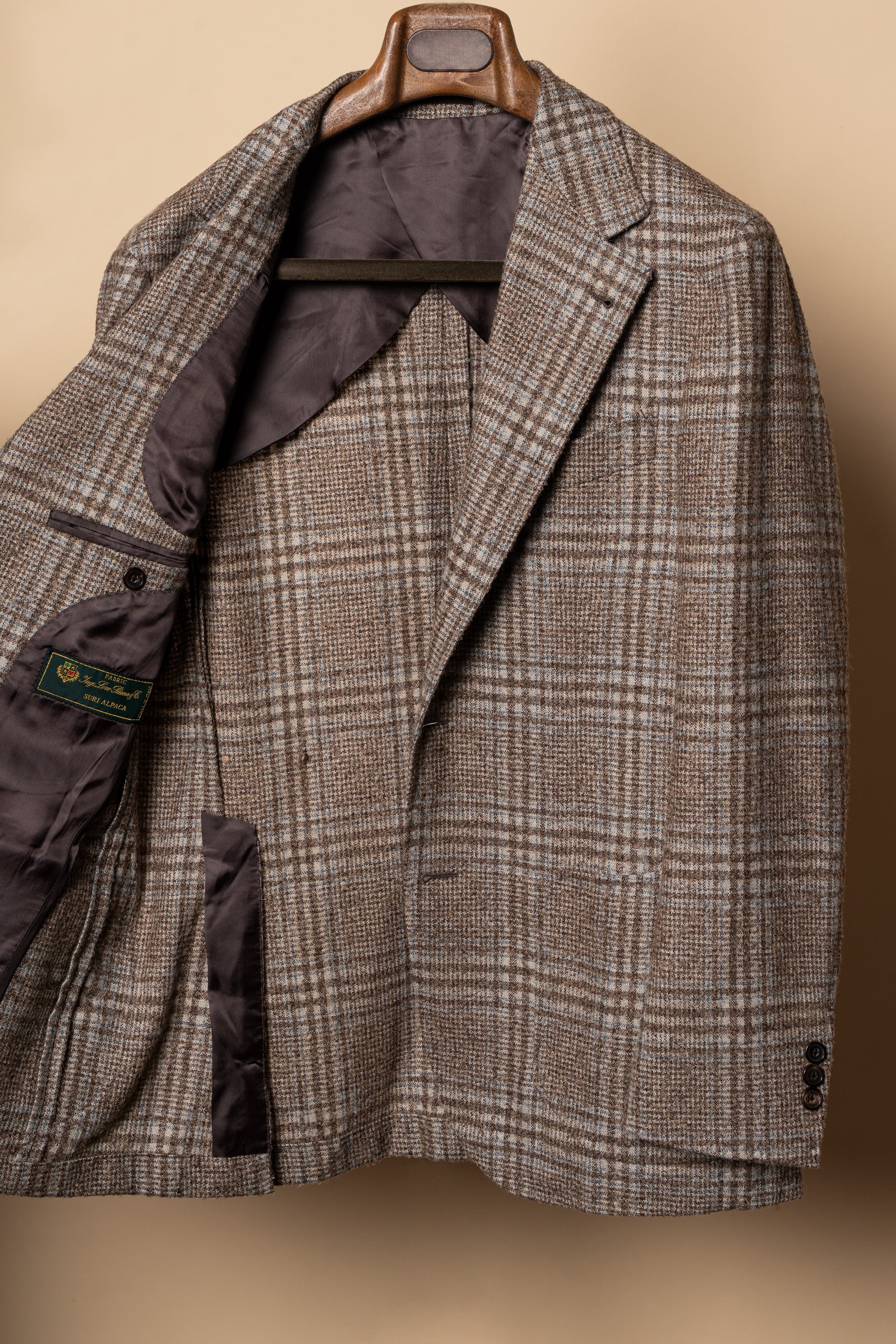 MTO Milky Brown Plaid Camel Hair Wool Jacket