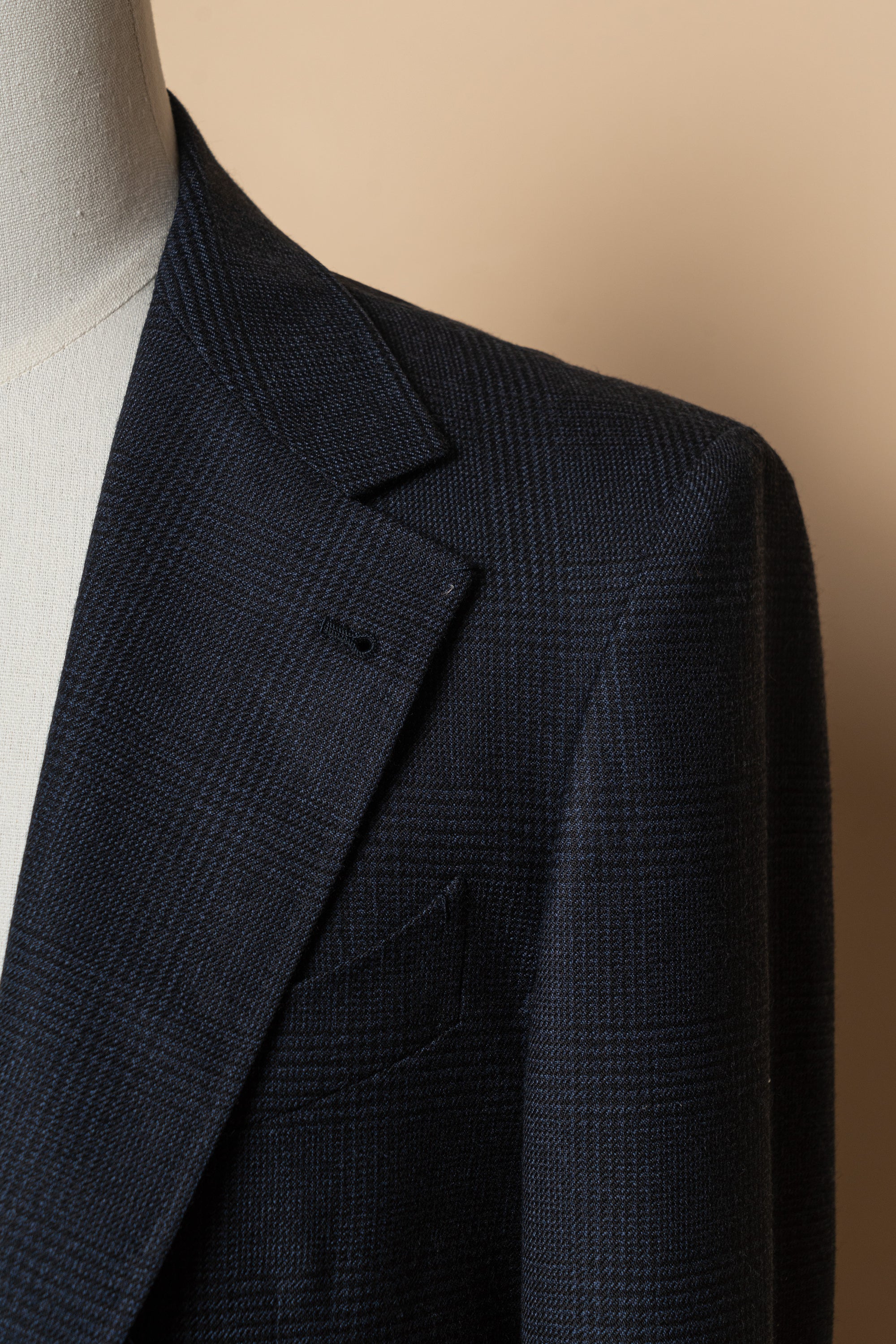 MTO Navy Glen Check Wool Suit #390