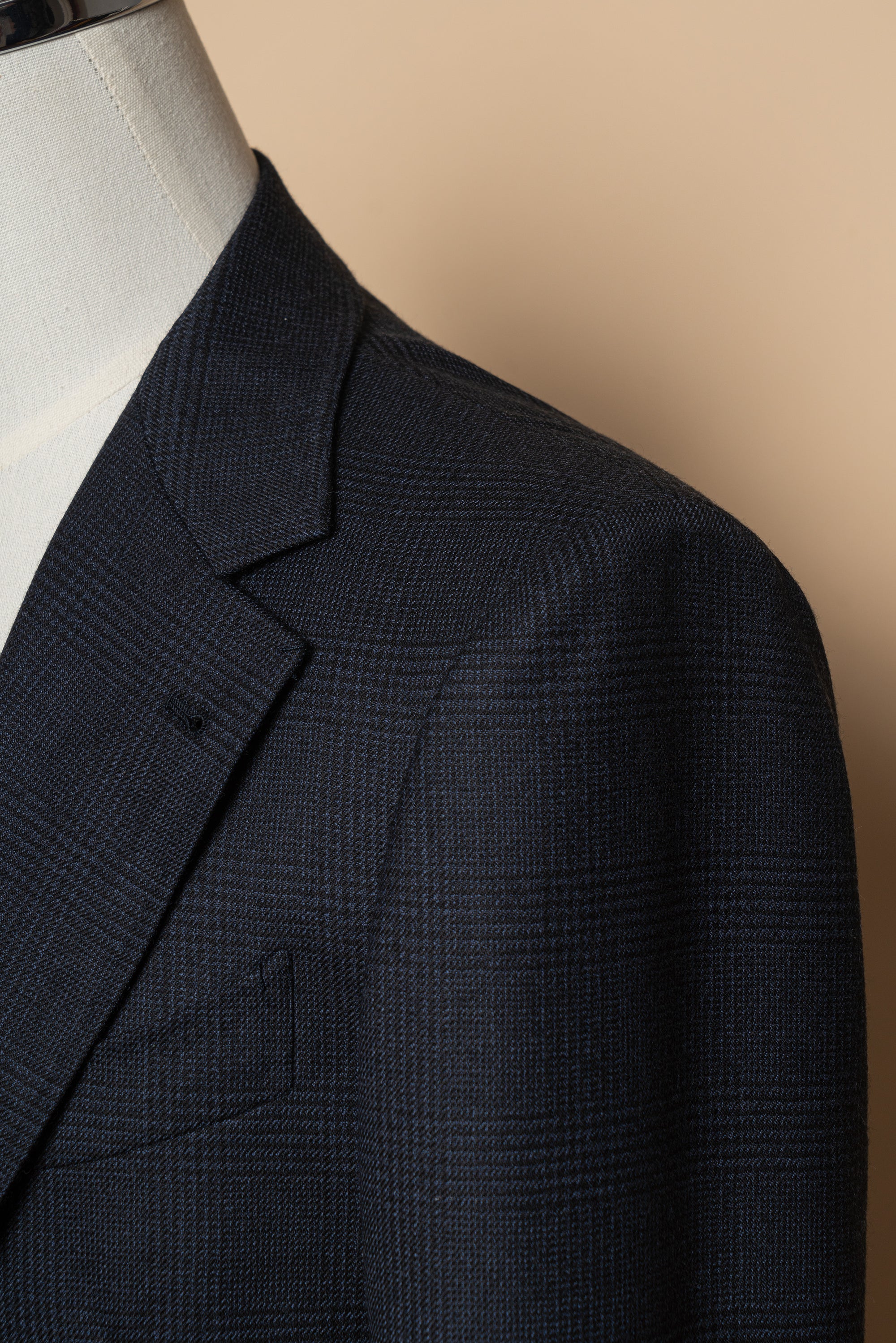MTO Navy Glen Check Wool Suit #390