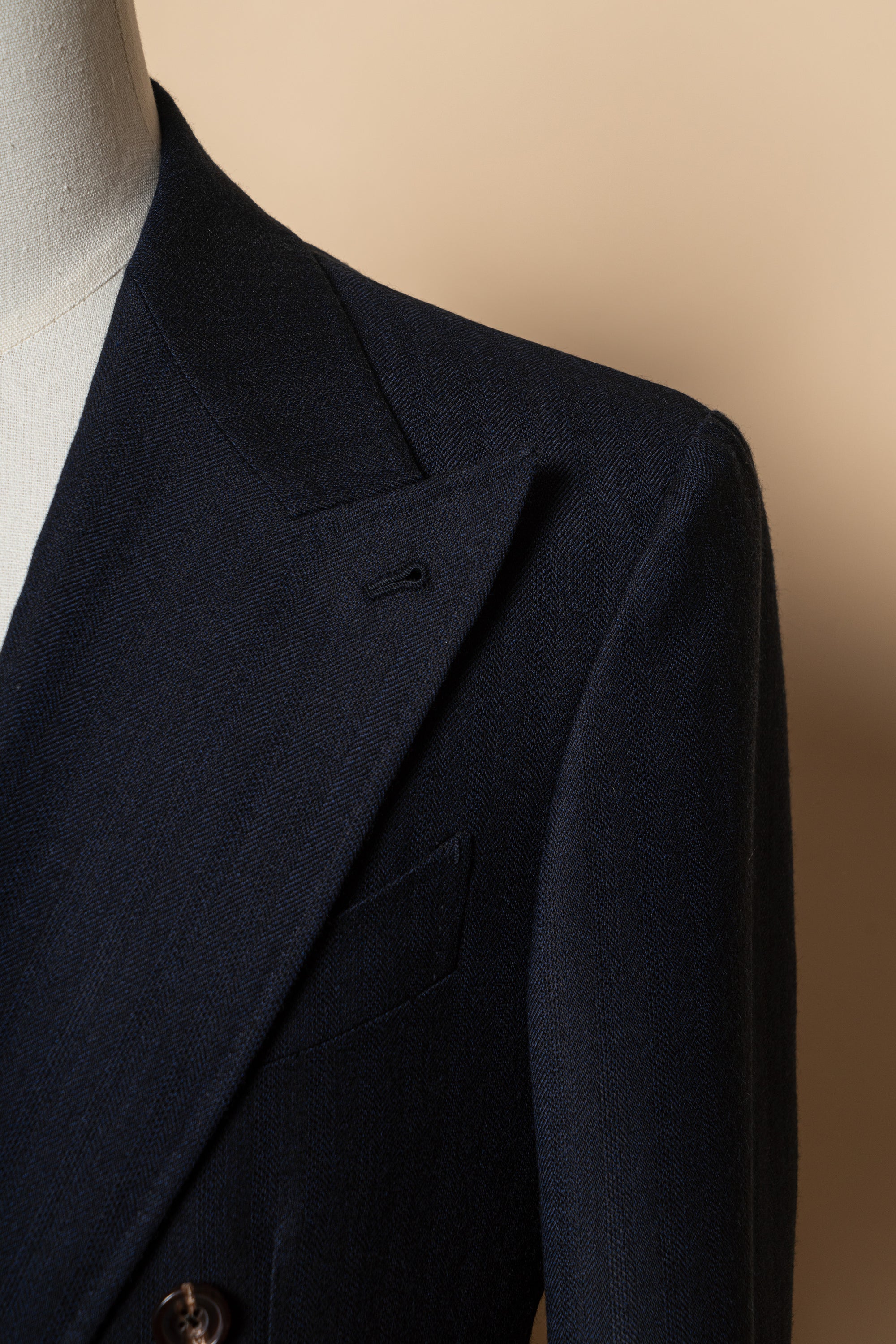 MTO Navy Herringbone Wool Suit #387