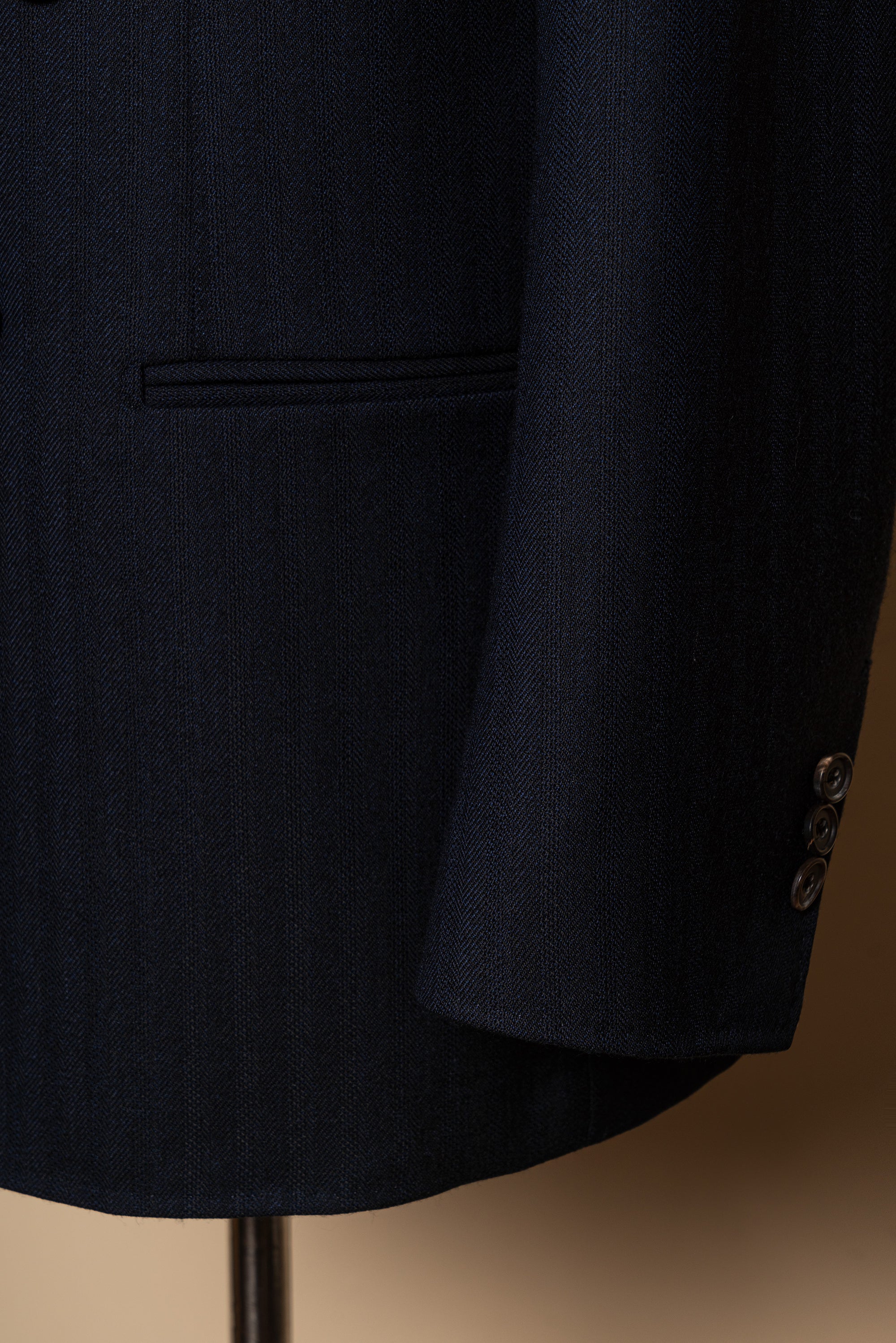 MTO Navy Herringbone Wool Suit #387