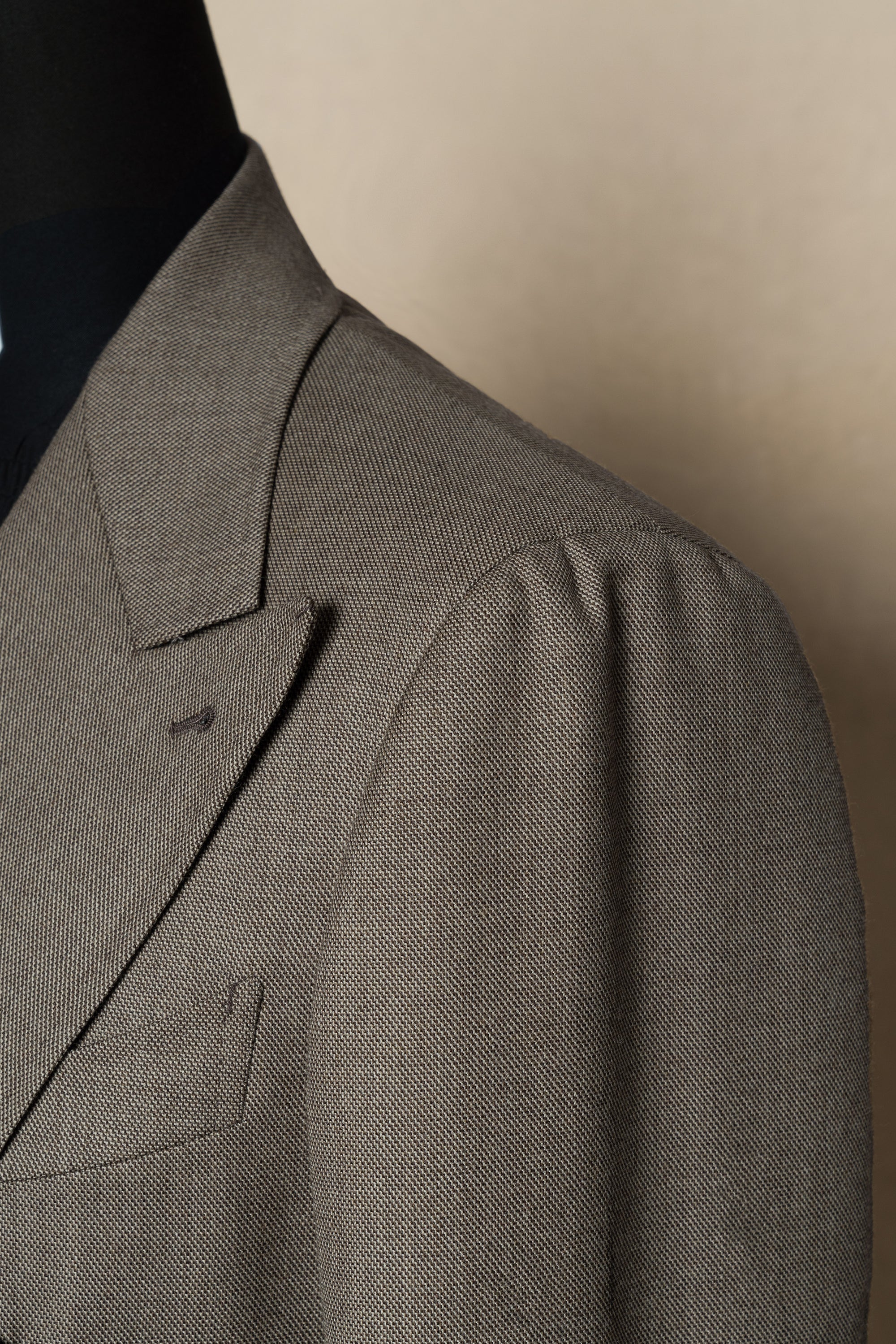 MTO Khaki Sharkskin Wool Suit #173