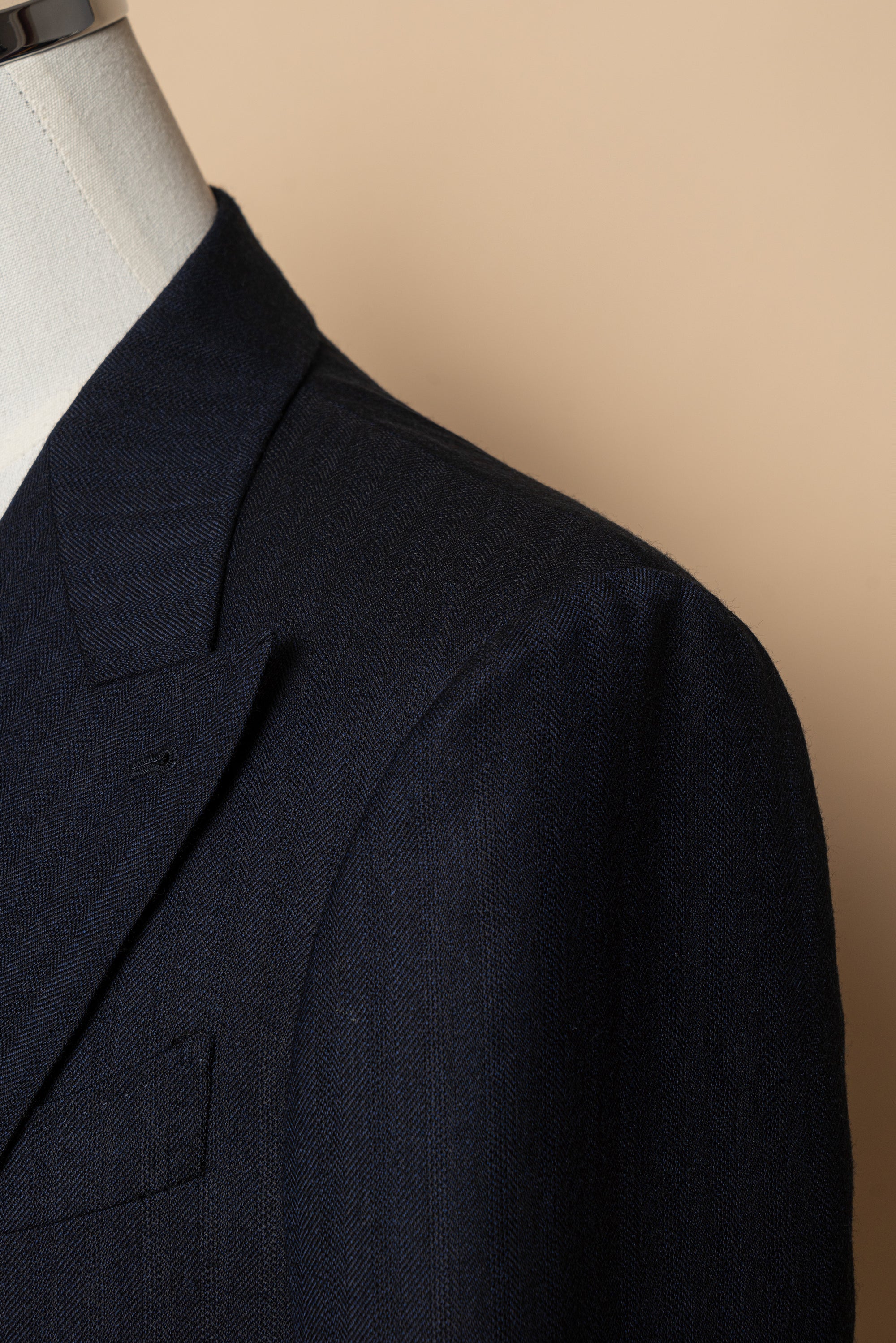 MTO Navy Herringbone Wool Suit #387