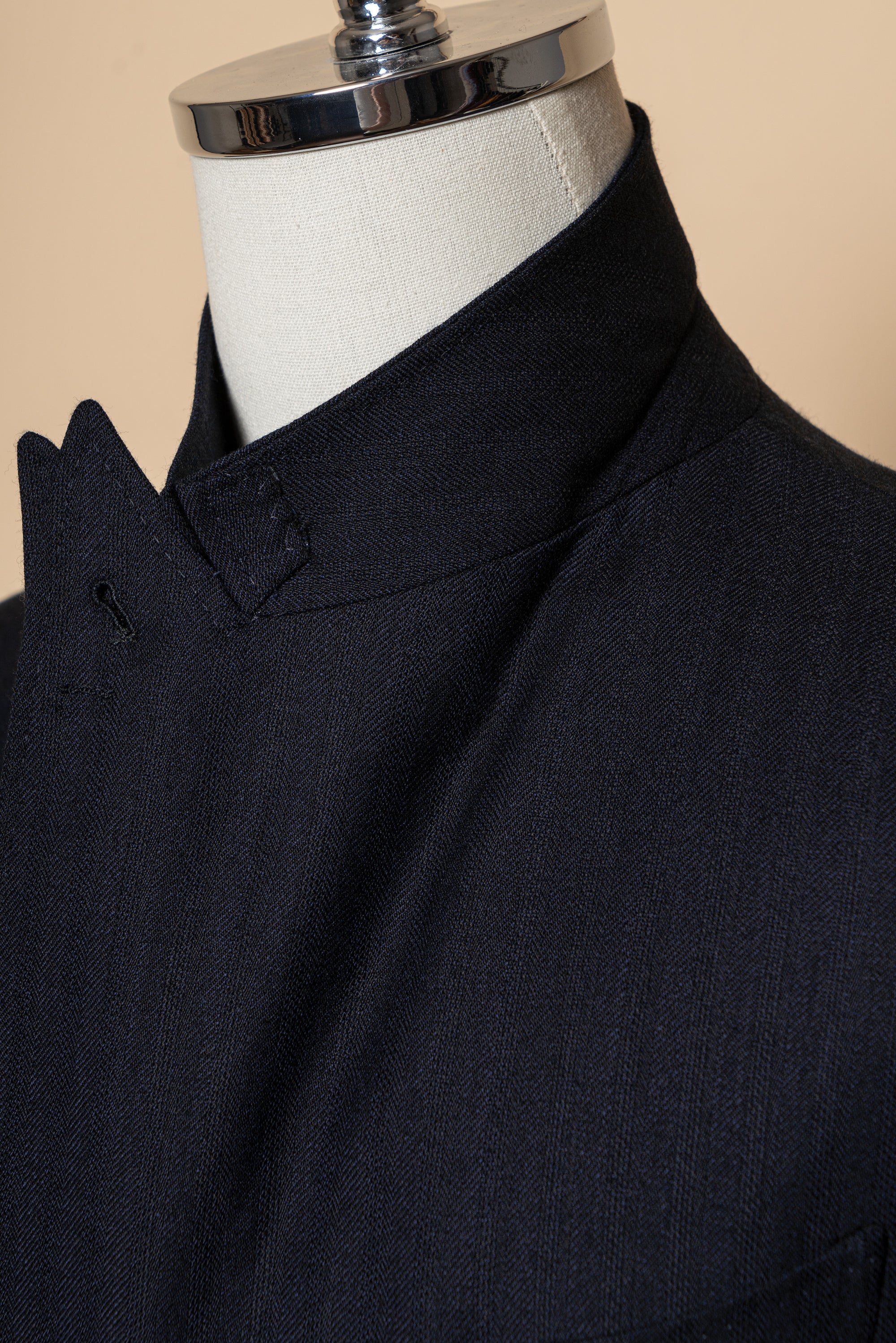 MTO Navy Herringbone Wool Suit #387