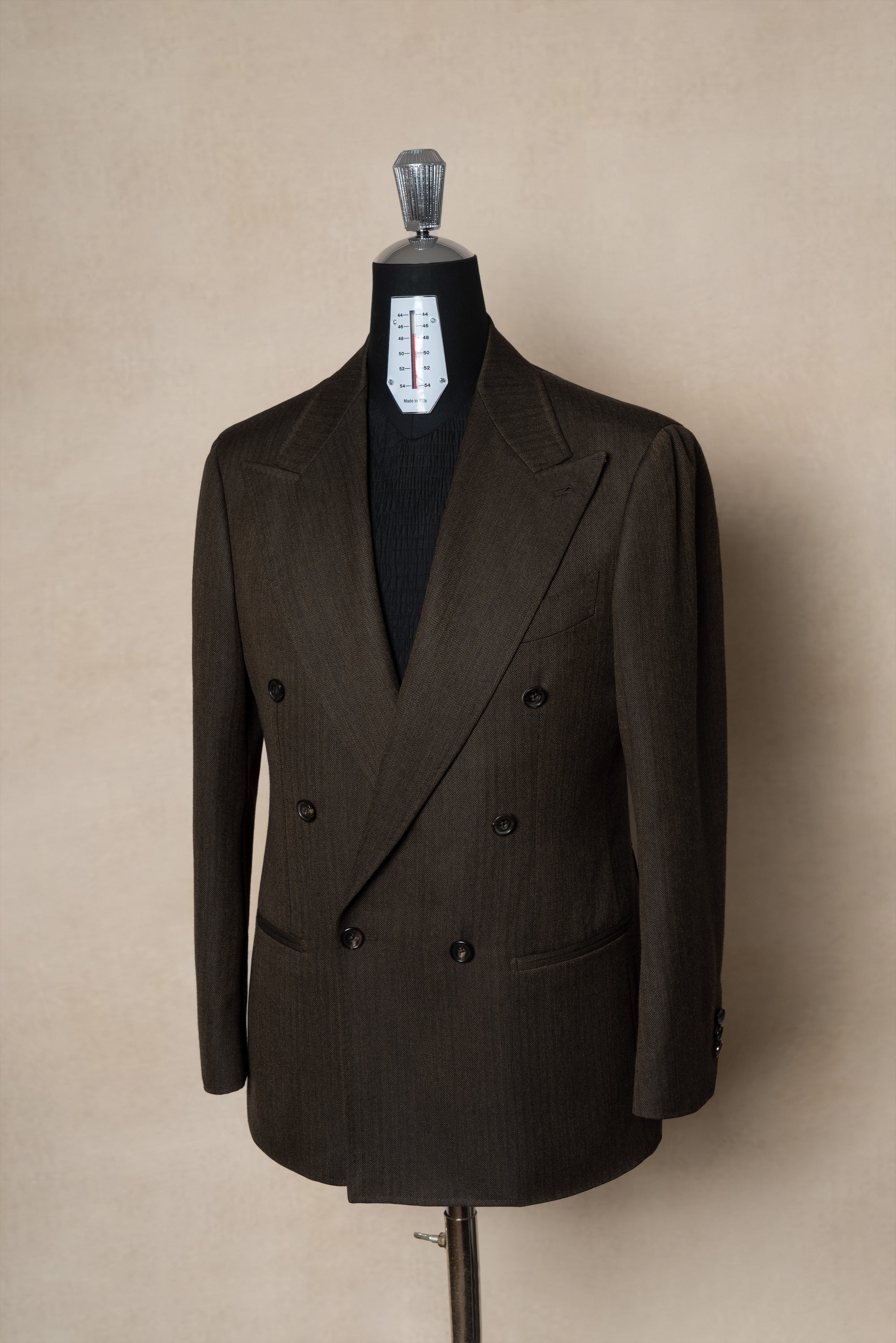 MTO Brown Herrringbone Worsted Suit #177