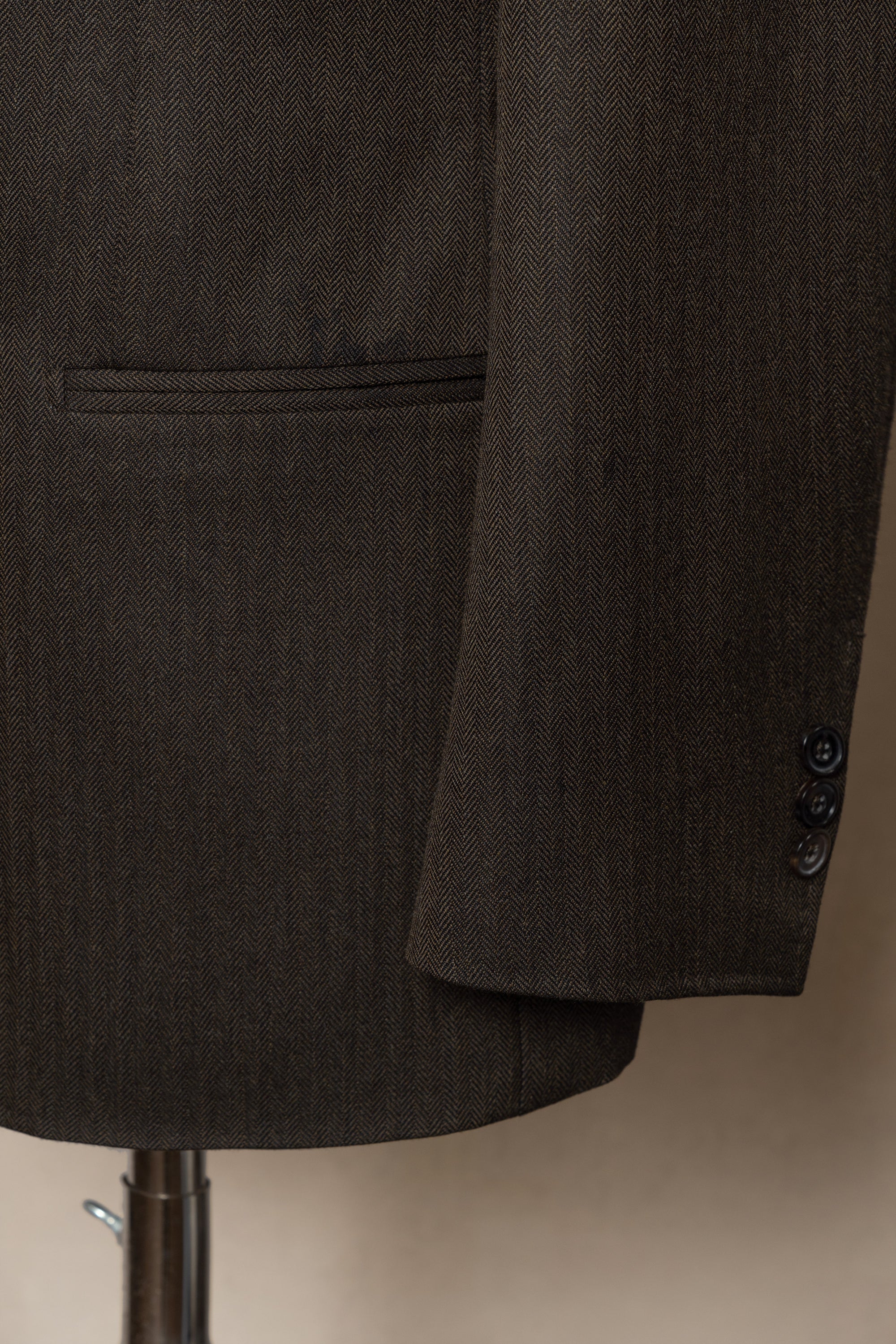 MTO Brown Herrringbone Worsted Suit #177