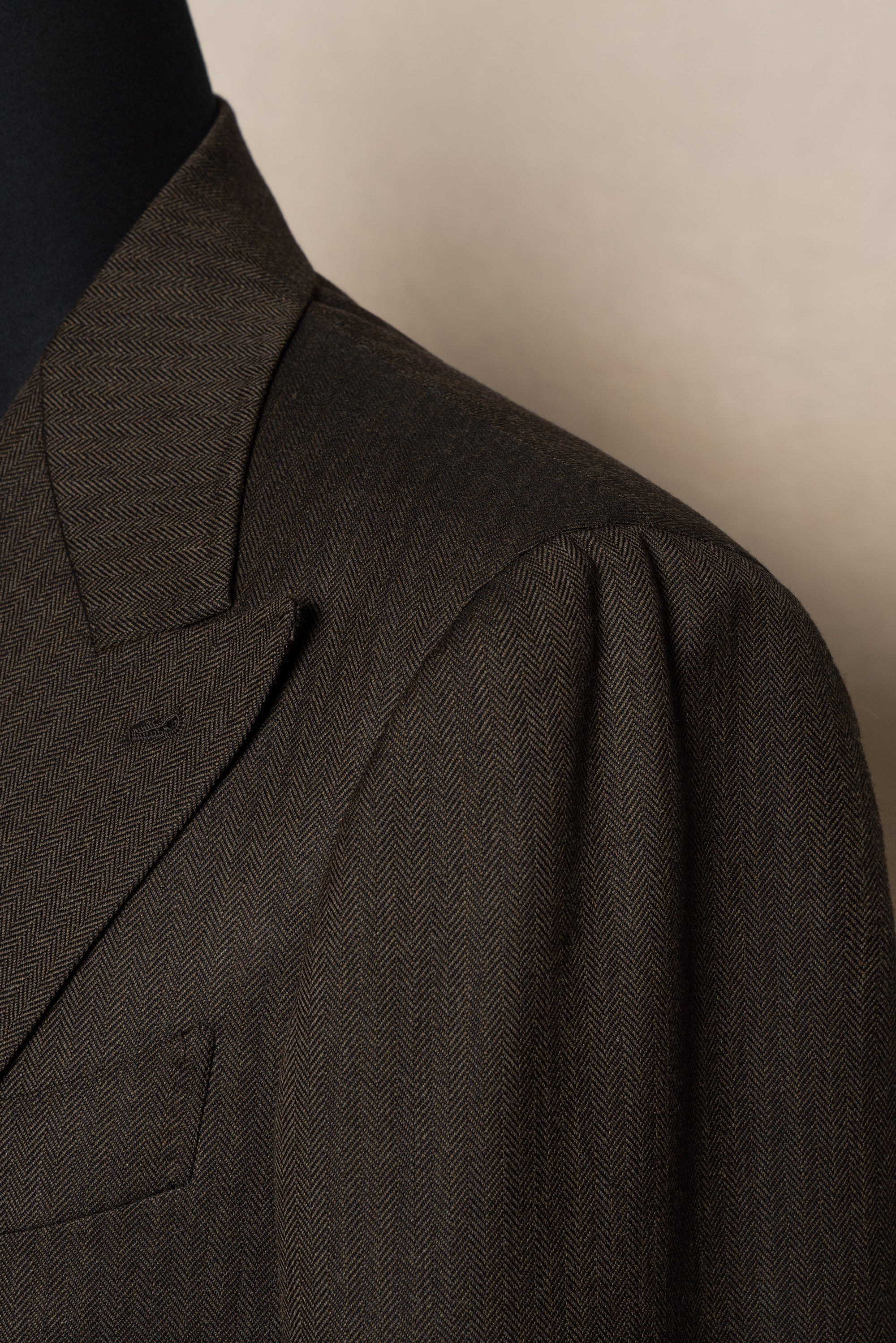 MTO Brown Herrringbone Worsted Suit #177