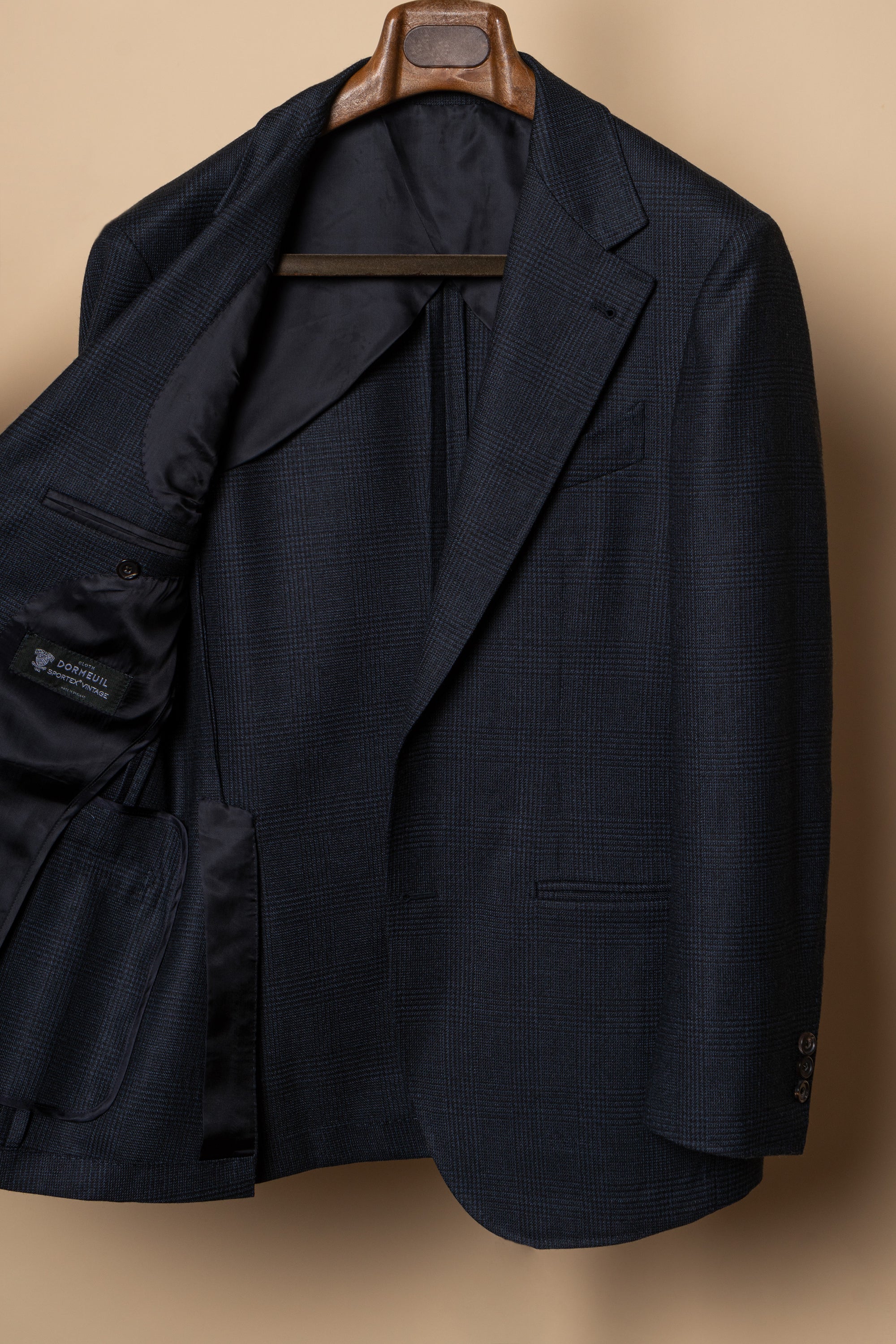 MTO Navy Glen Check Wool Suit #390
