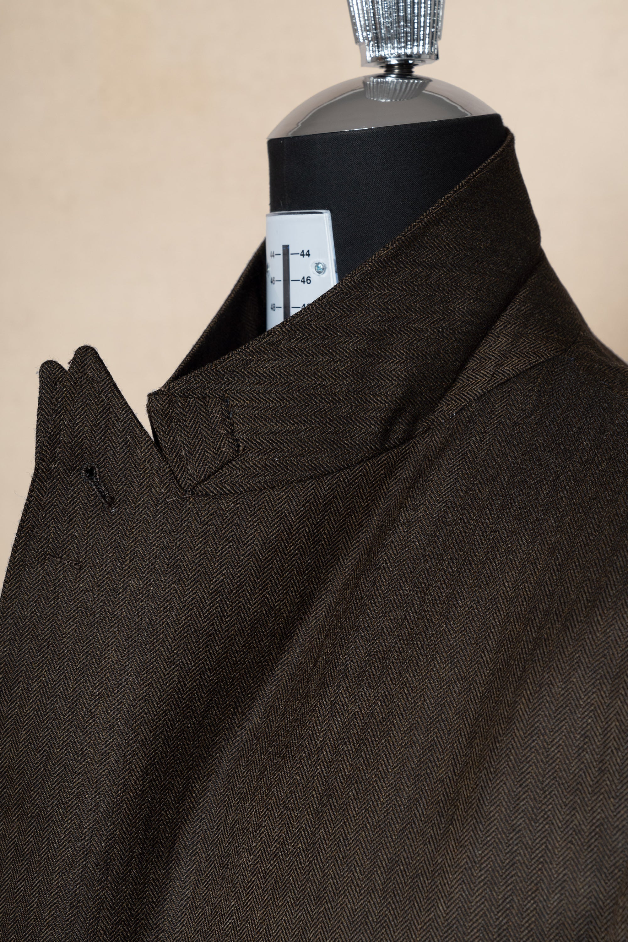 MTO Brown Herrringbone Worsted Suit #177