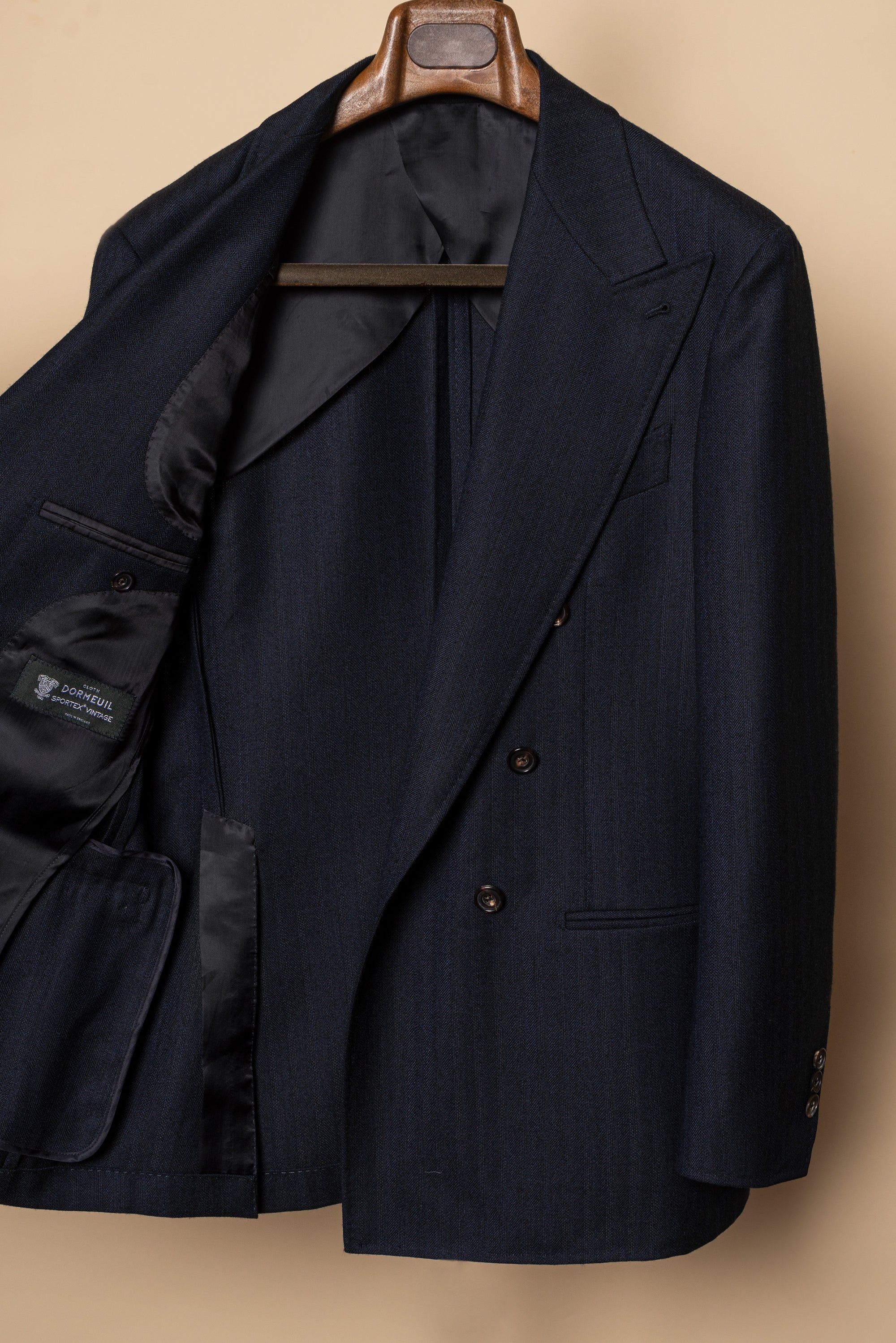 MTO Navy Herringbone Wool Suit #387