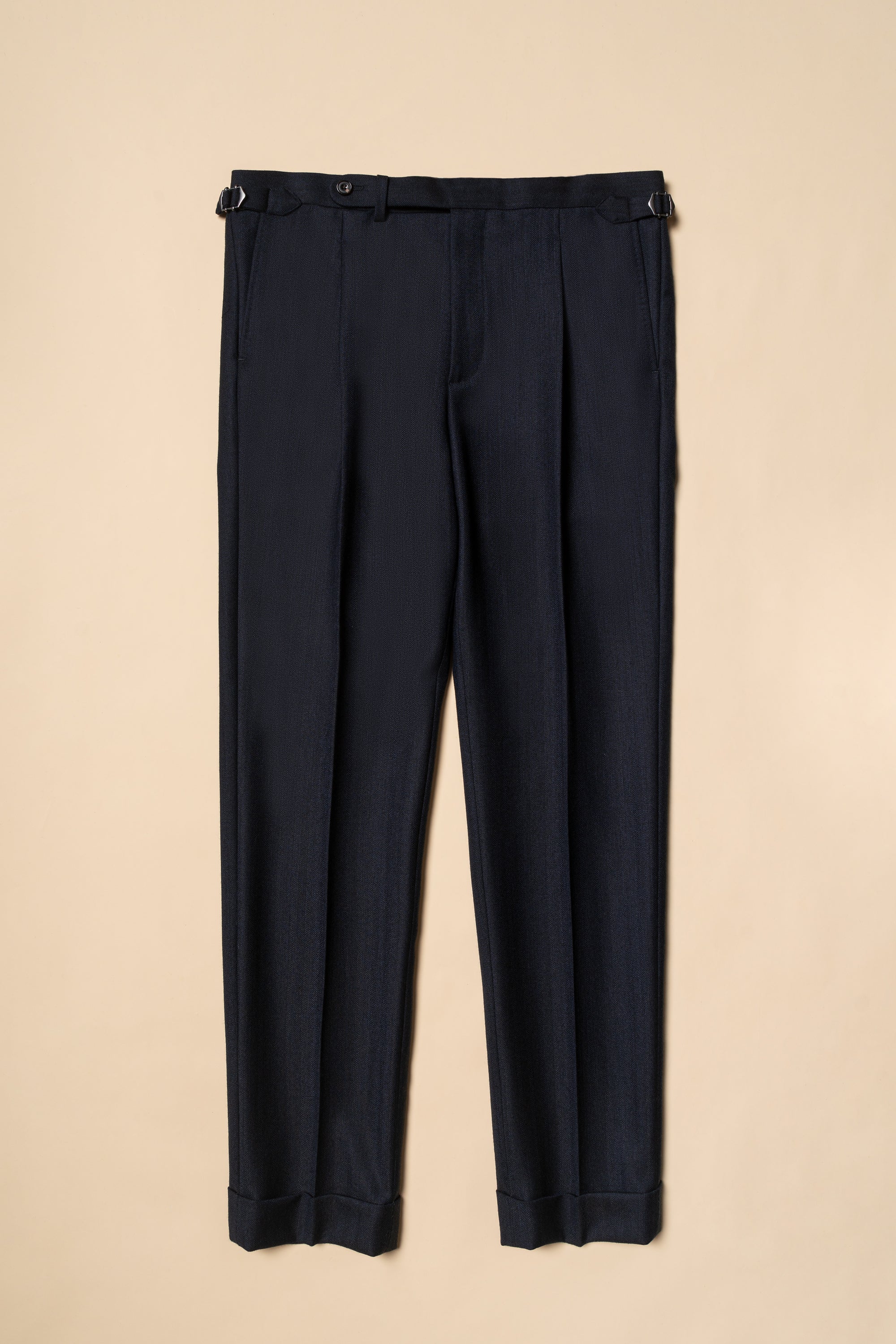 MTO Navy Herringbone Wool Suit #387