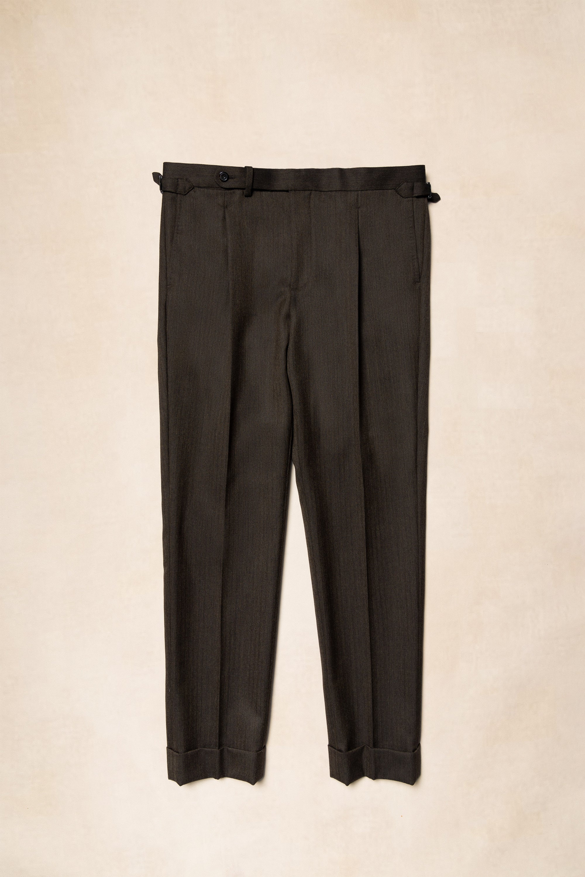 MTO Brown Herrringbone Worsted Suit #177