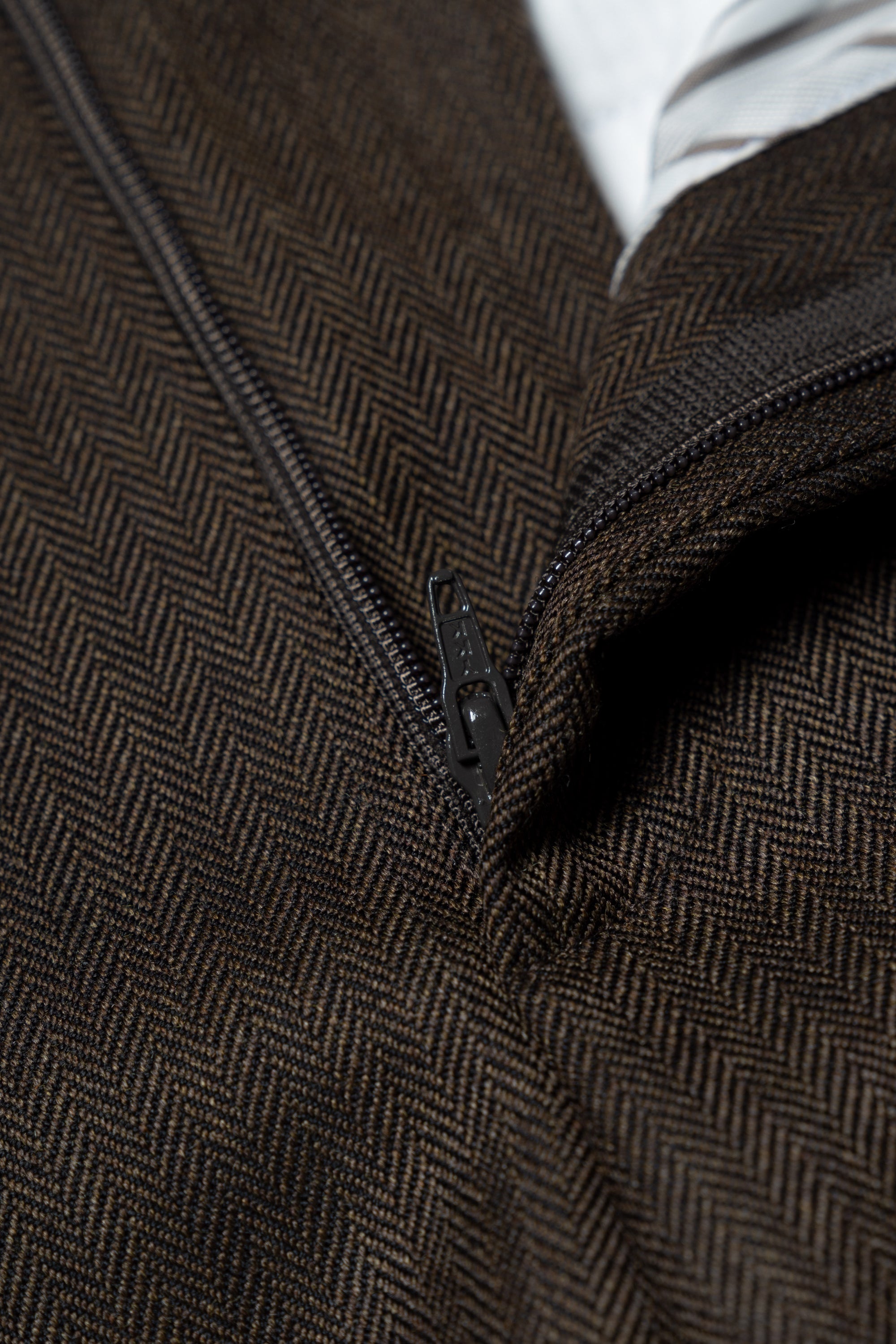MTO Brown Herrringbone Worsted Suit #177