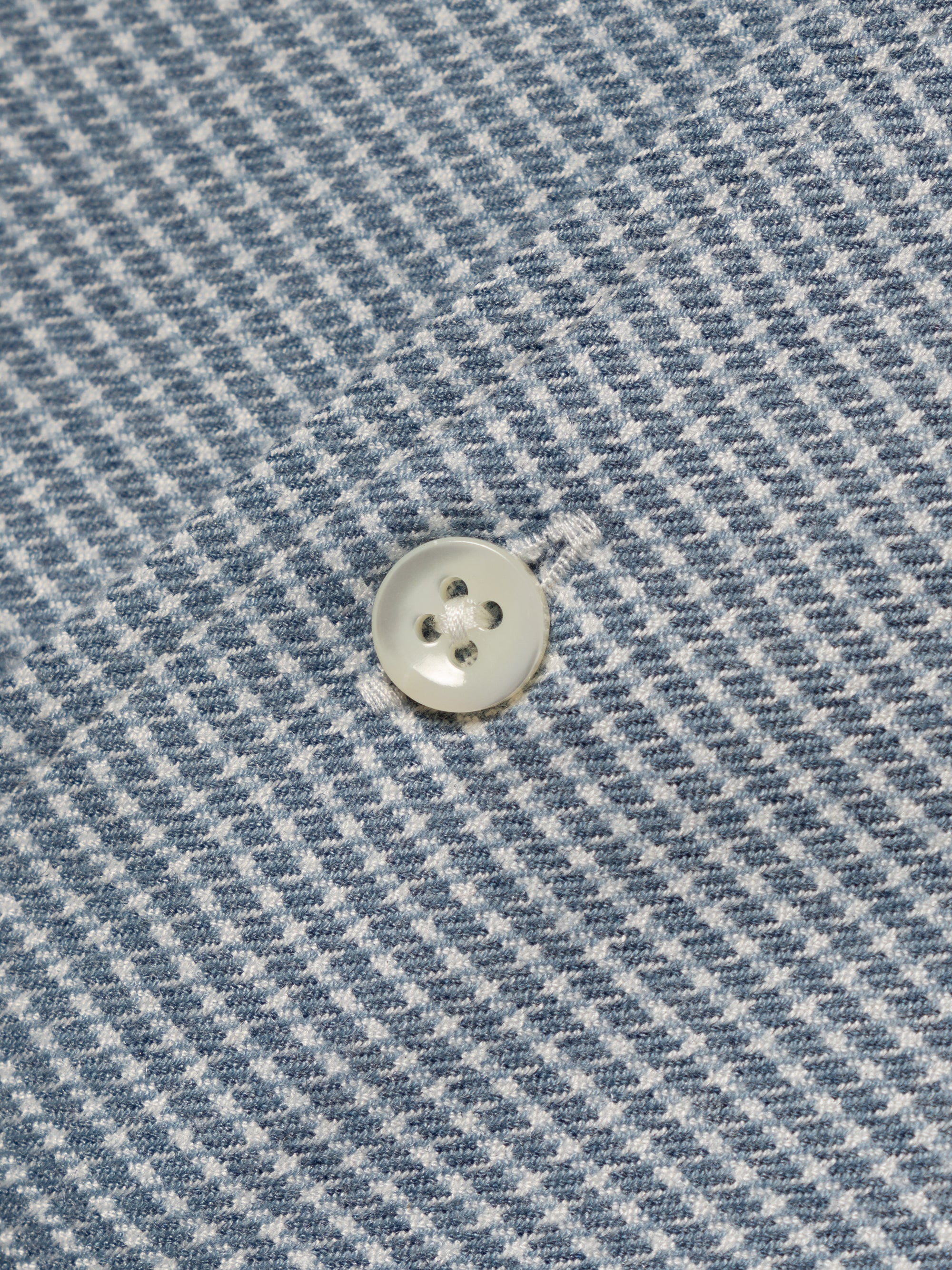 MTO Blue Houndstooth Cotton Shirt