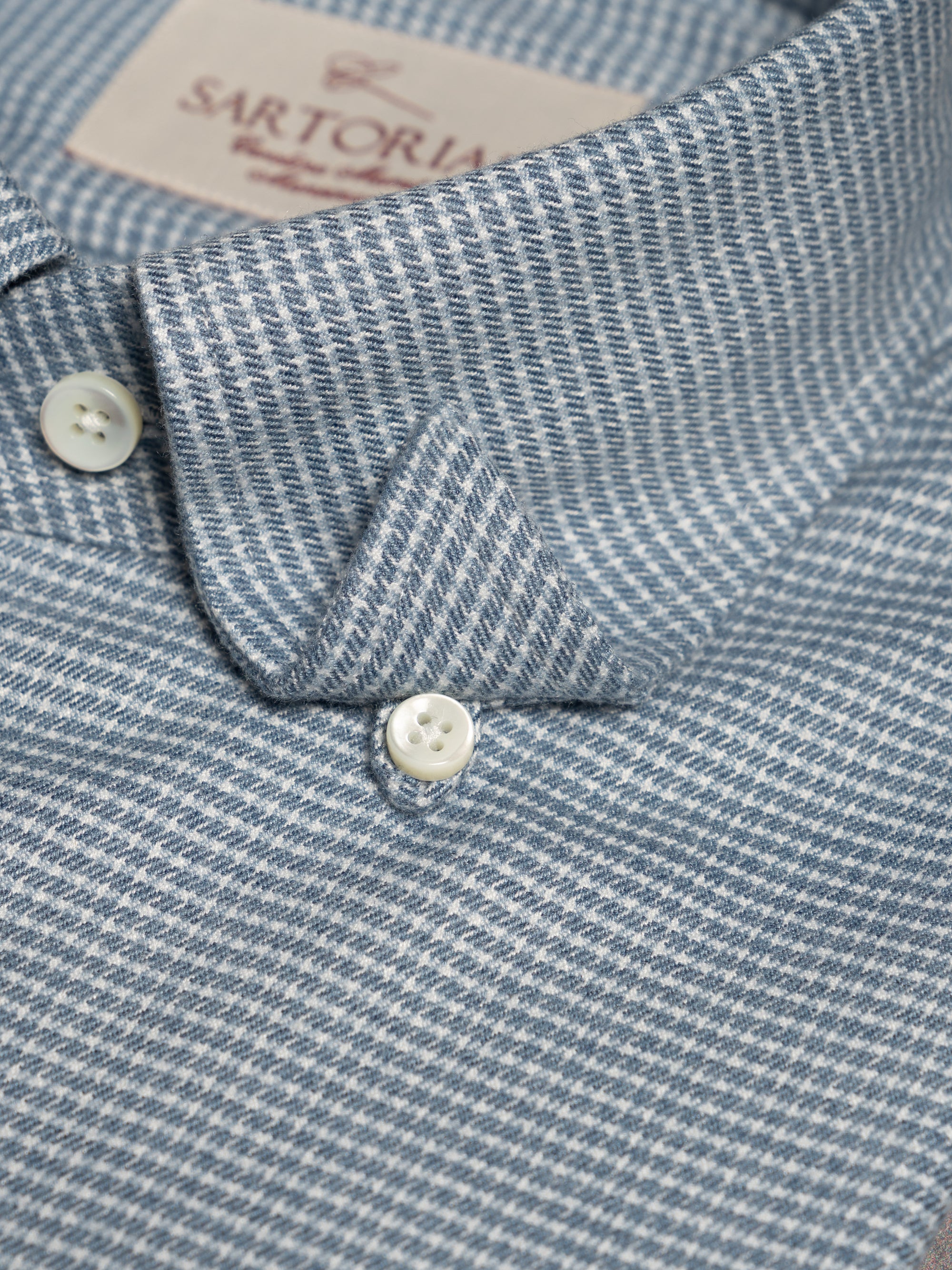 MTO Blue Houndstooth Cotton Shirt