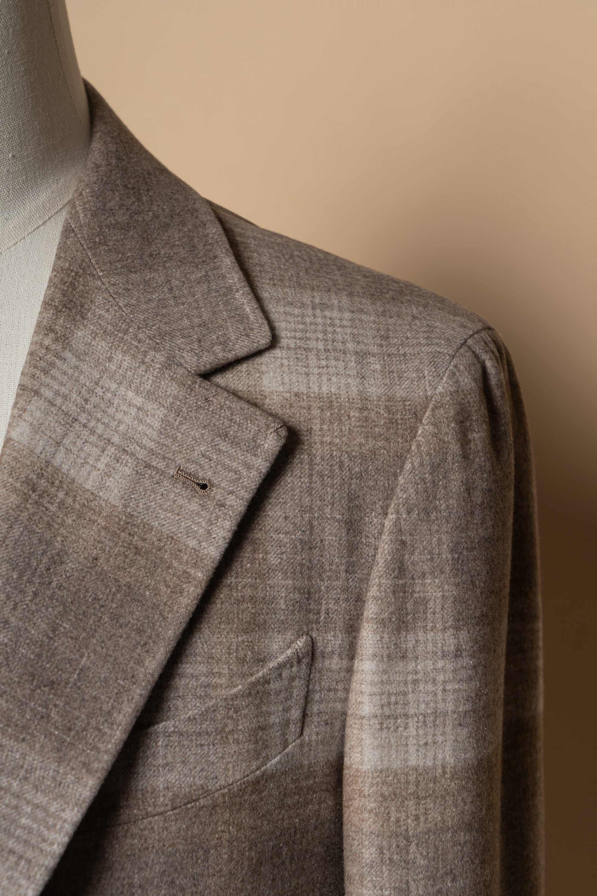 MTO Mocha Plaid Silk Cashmere Jacket #665