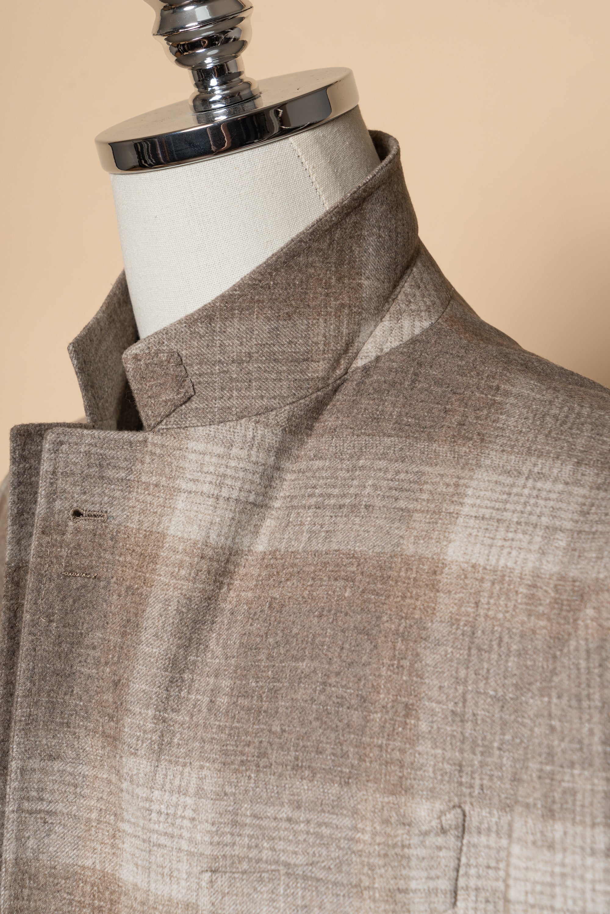 MTO Mocha Plaid Silk Cashmere Jacket #665