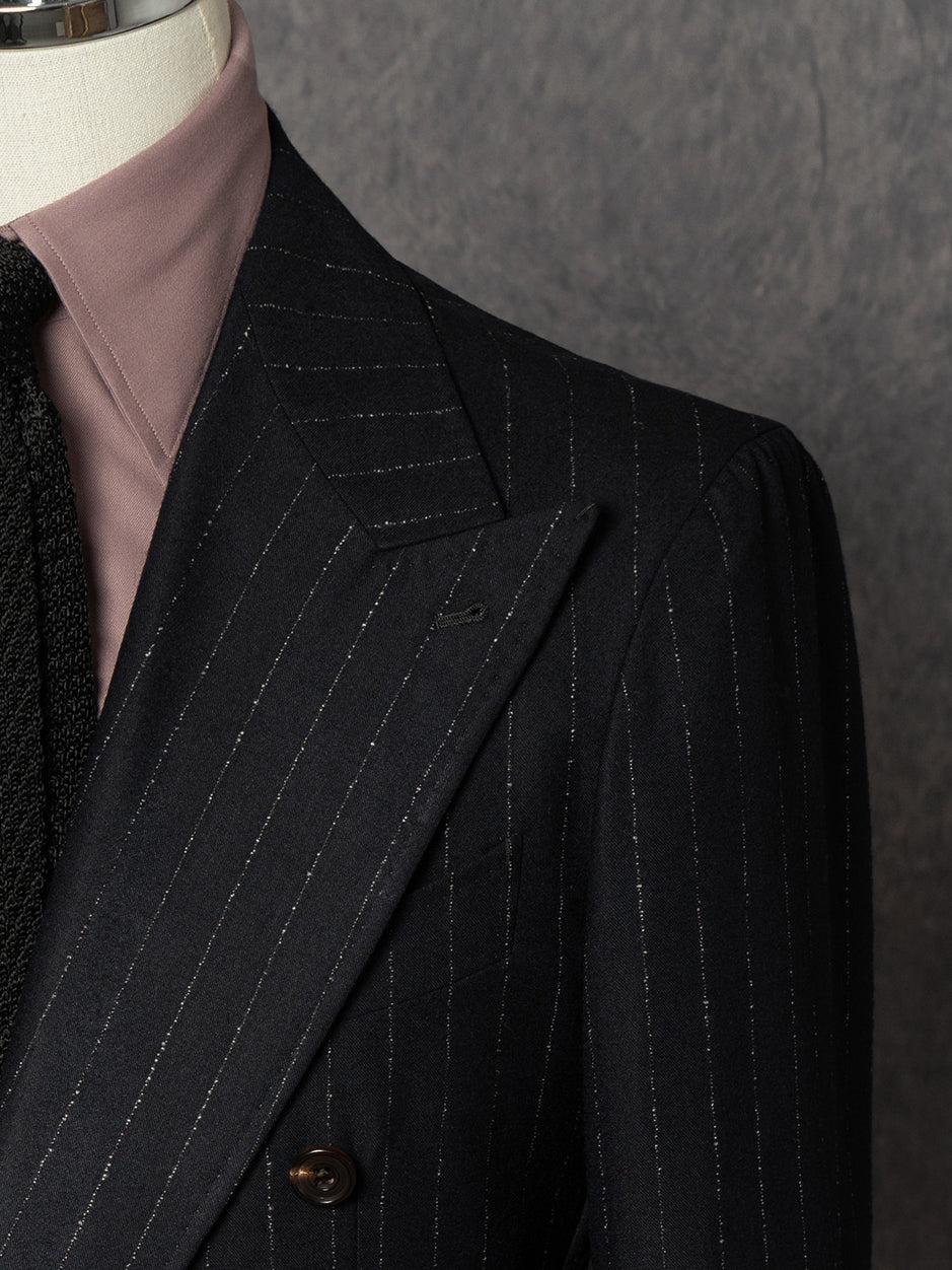 Navy Dotted Stripe Flannel Suit #19