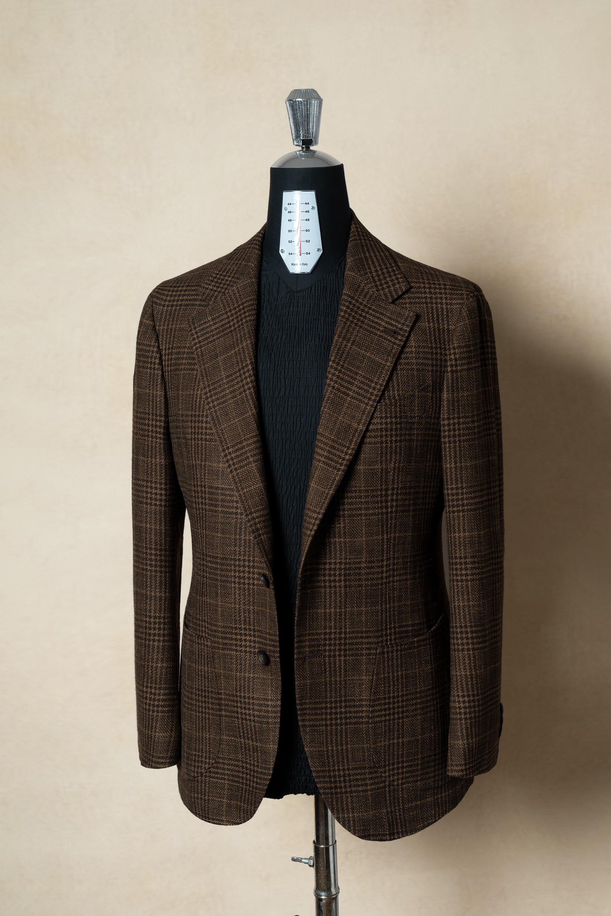 MTO Rust Glen Check Wool Cotton Silk Cashmere Jacket