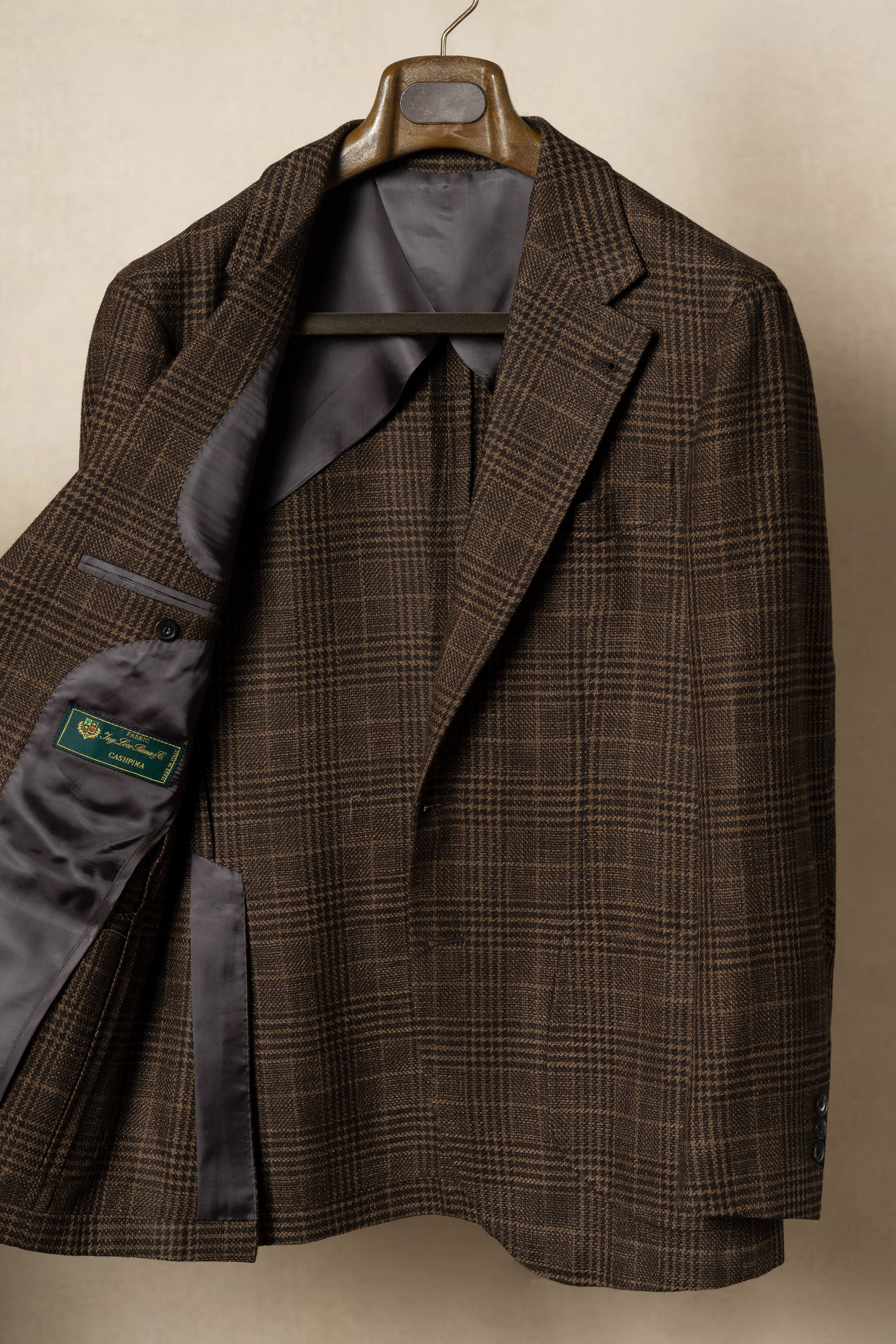 MTO Rust Glen Check Wool Cotton Silk Cashmere Jacket