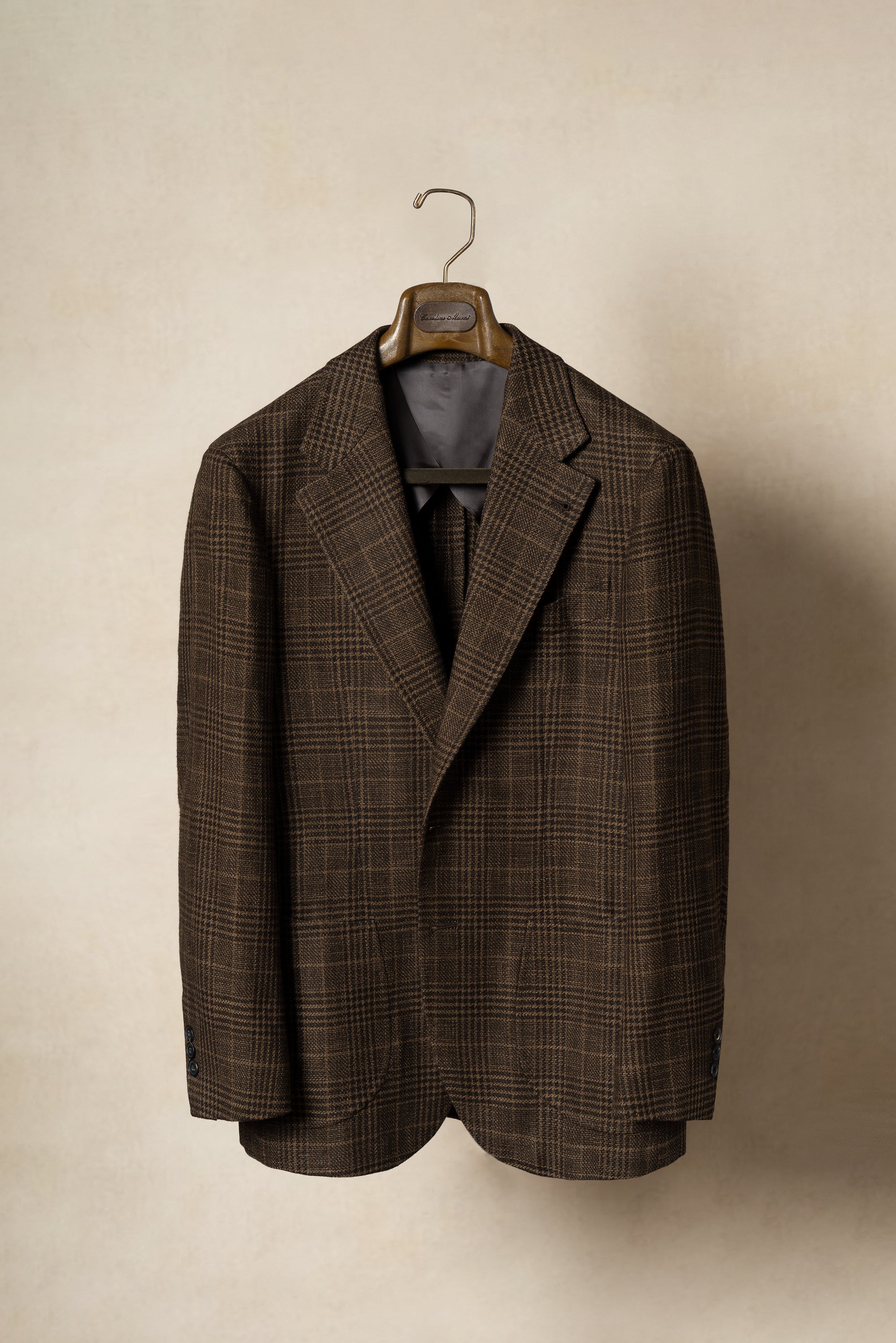 MTO Rust Glen Check Wool Cotton Silk Cashmere Jacket