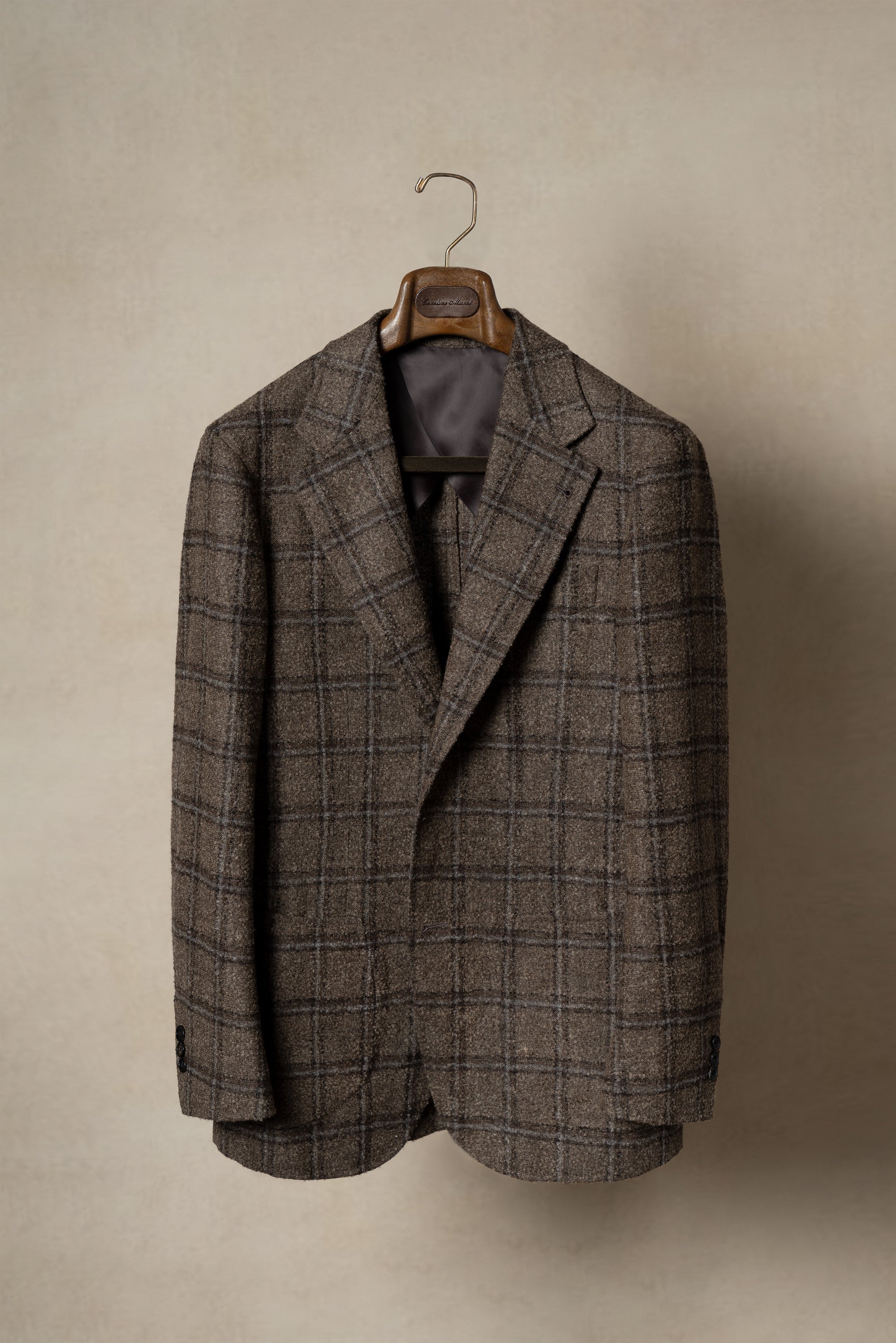 MTO Mocha Windowpane Alpaca Wool Jacket