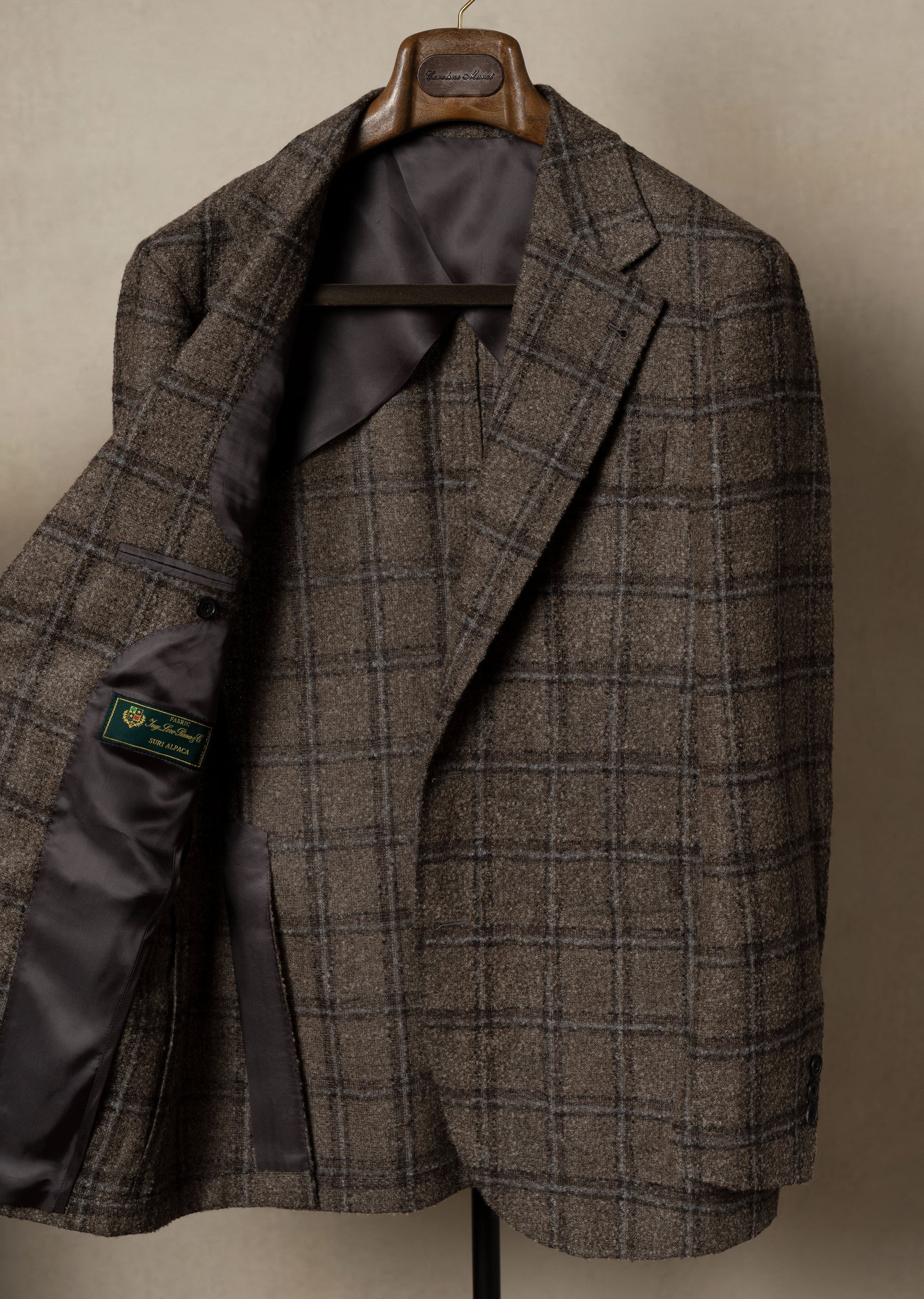 MTO Mocha Windowpane Alpaca Wool Jacket
