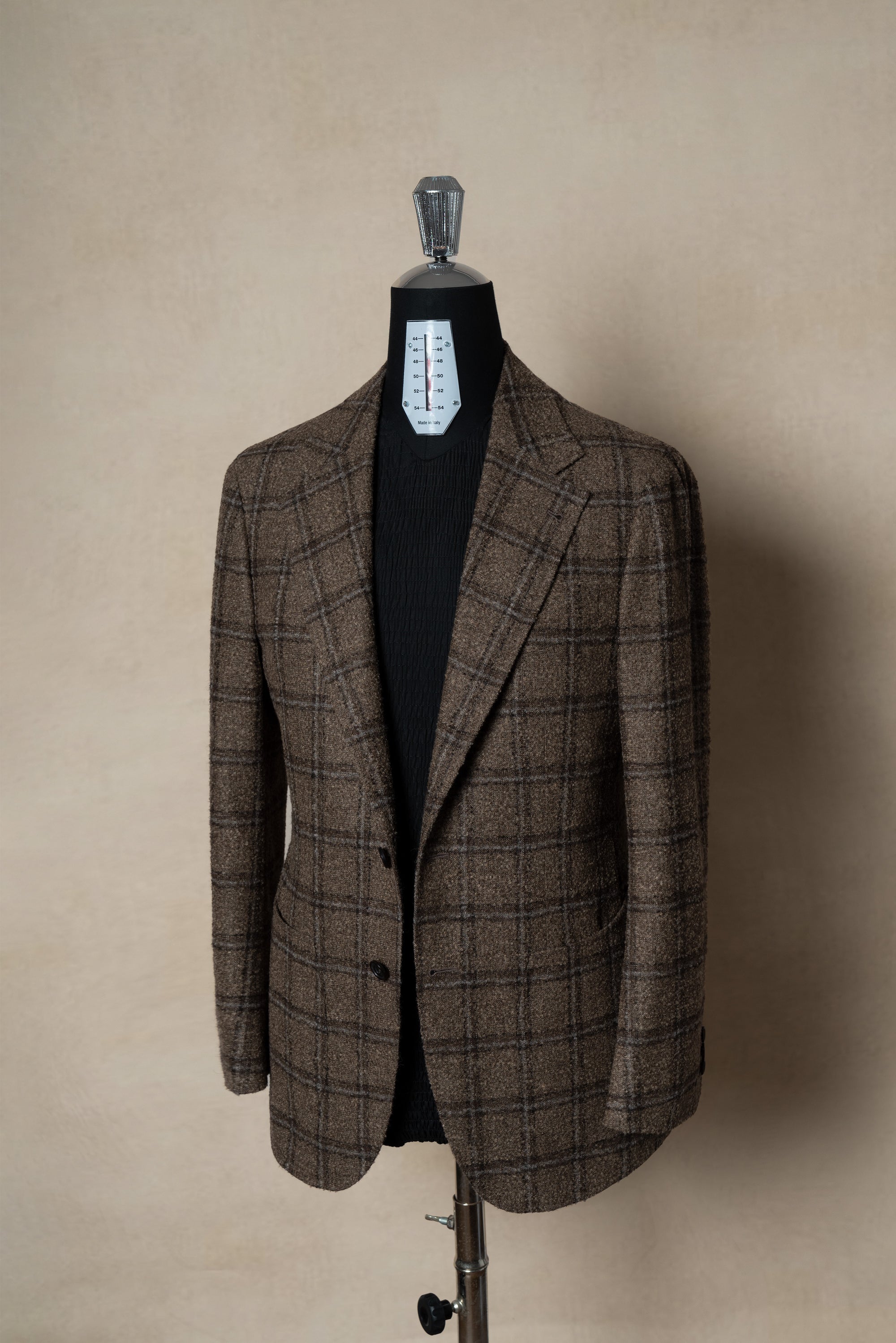 MTO Mocha Windowpane Alpaca Wool Jacket