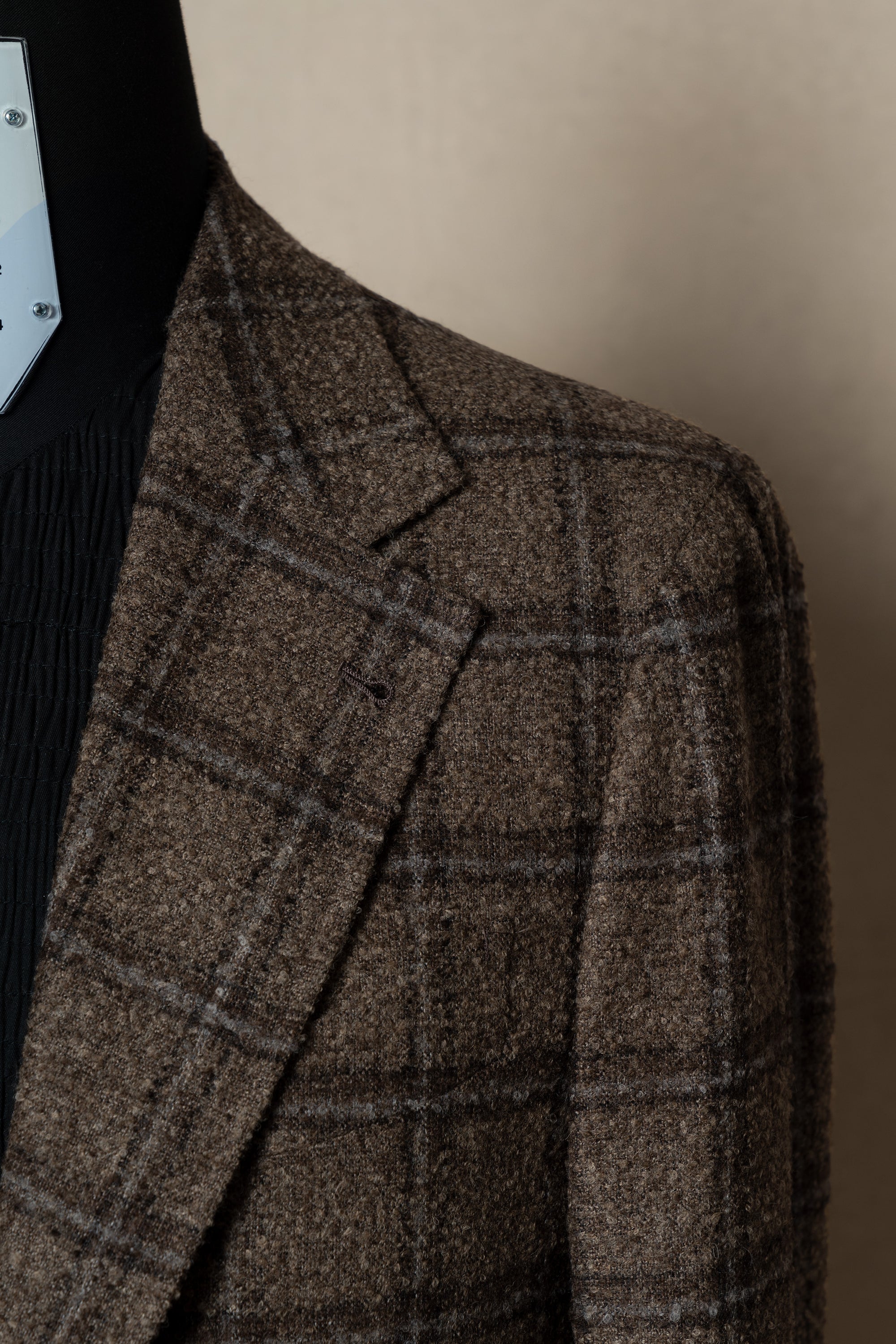 MTO Mocha Windowpane Alpaca Wool Jacket