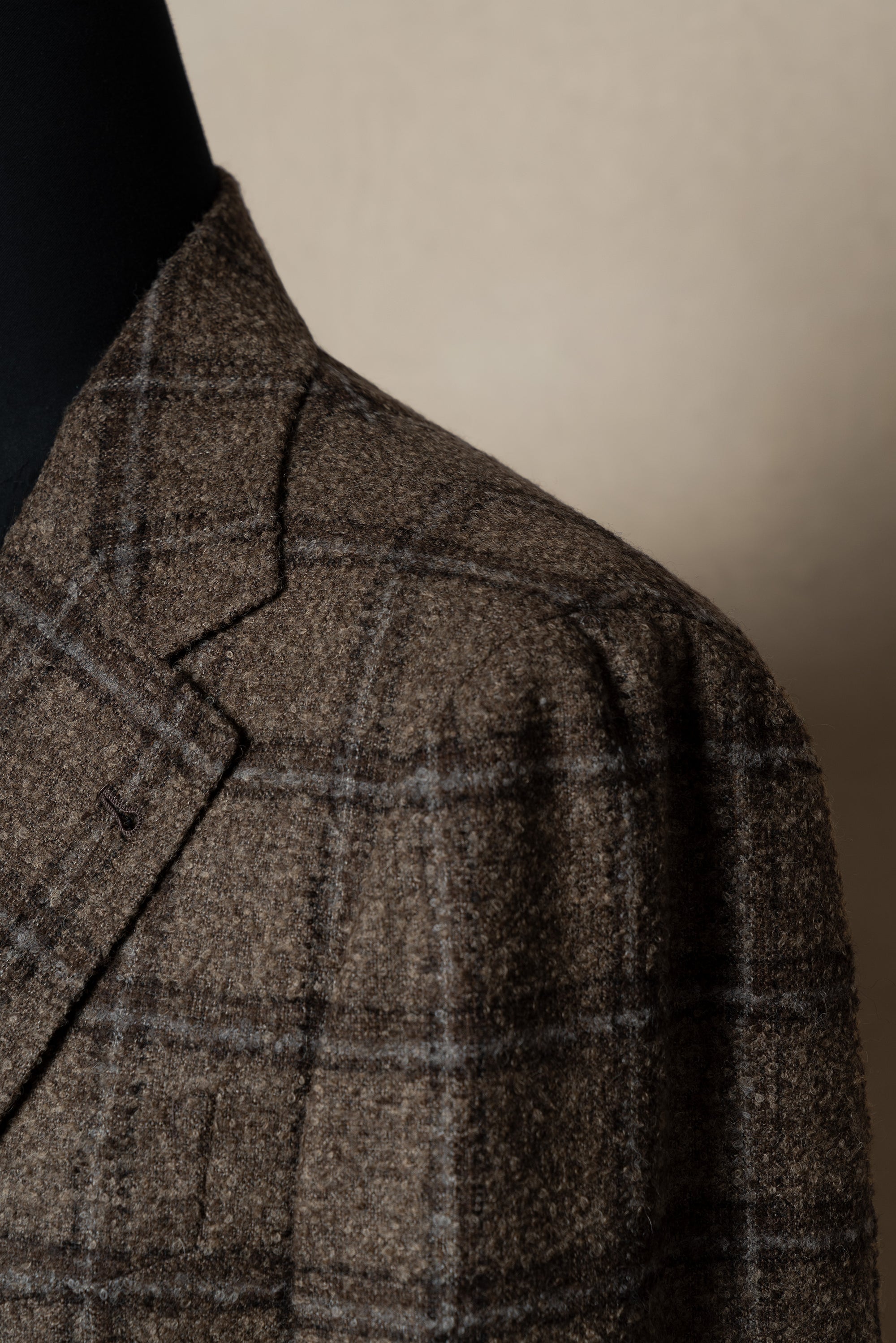 MTO Mocha Windowpane Alpaca Wool Jacket