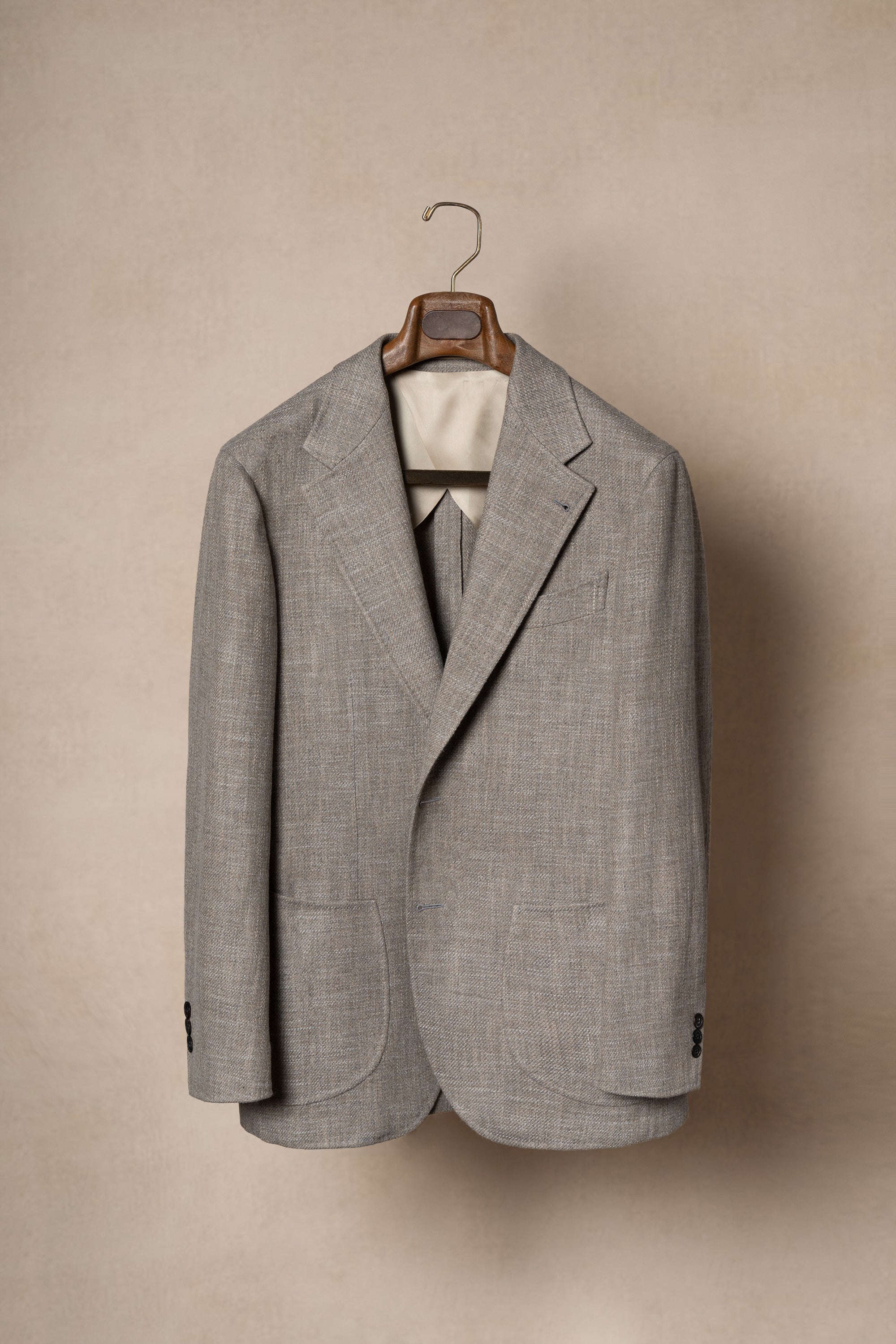 Melange Oatmeal Wool Cotton Silk Cashmere Jacket