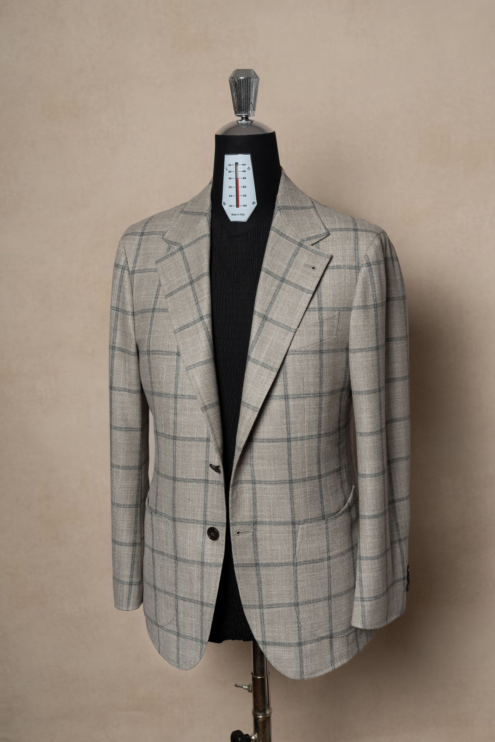 MTO Stone Windowpane Wool Silk Cashmere Jacket