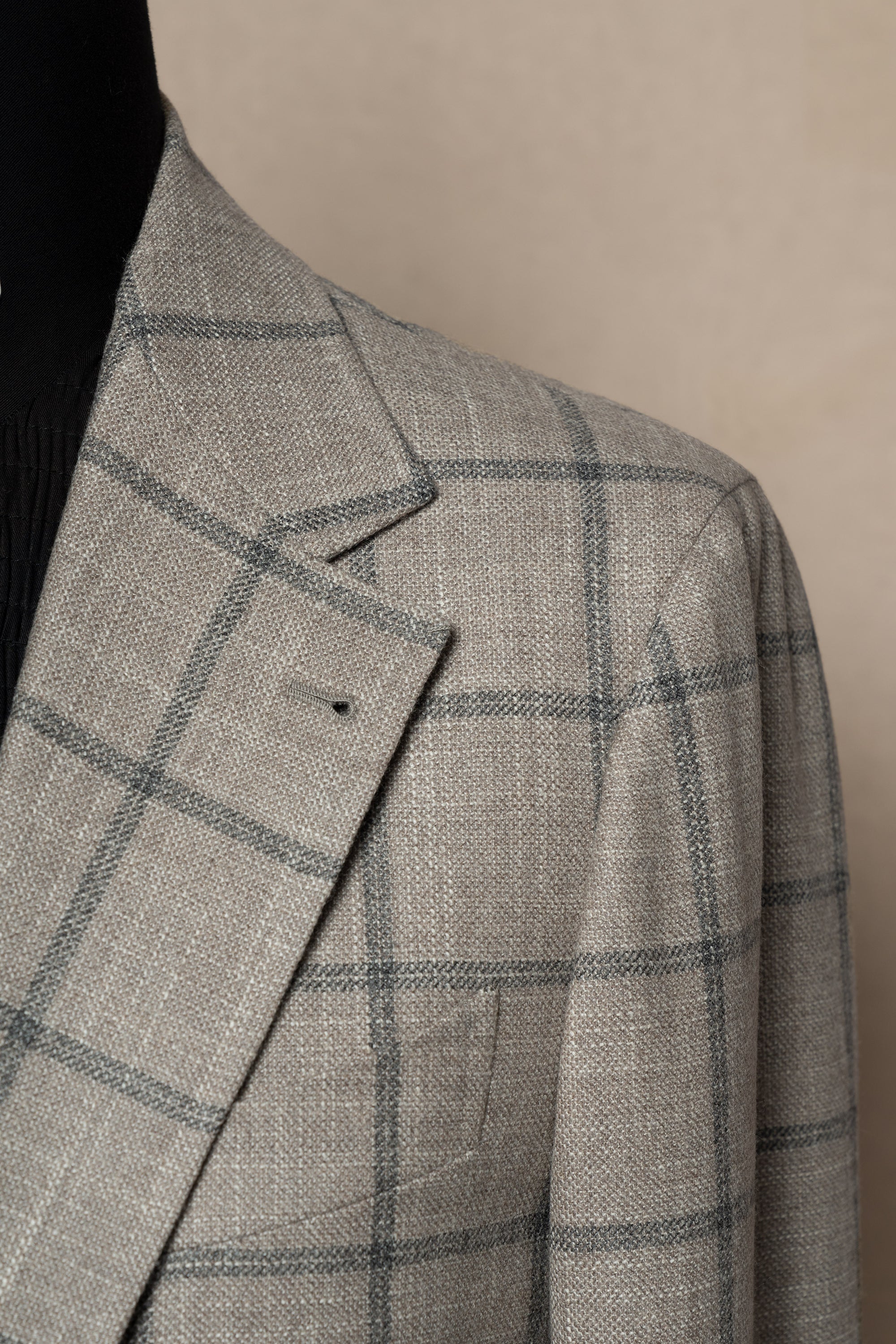 MTO Stone Windowpane Wool Silk Cashmere Jacket
