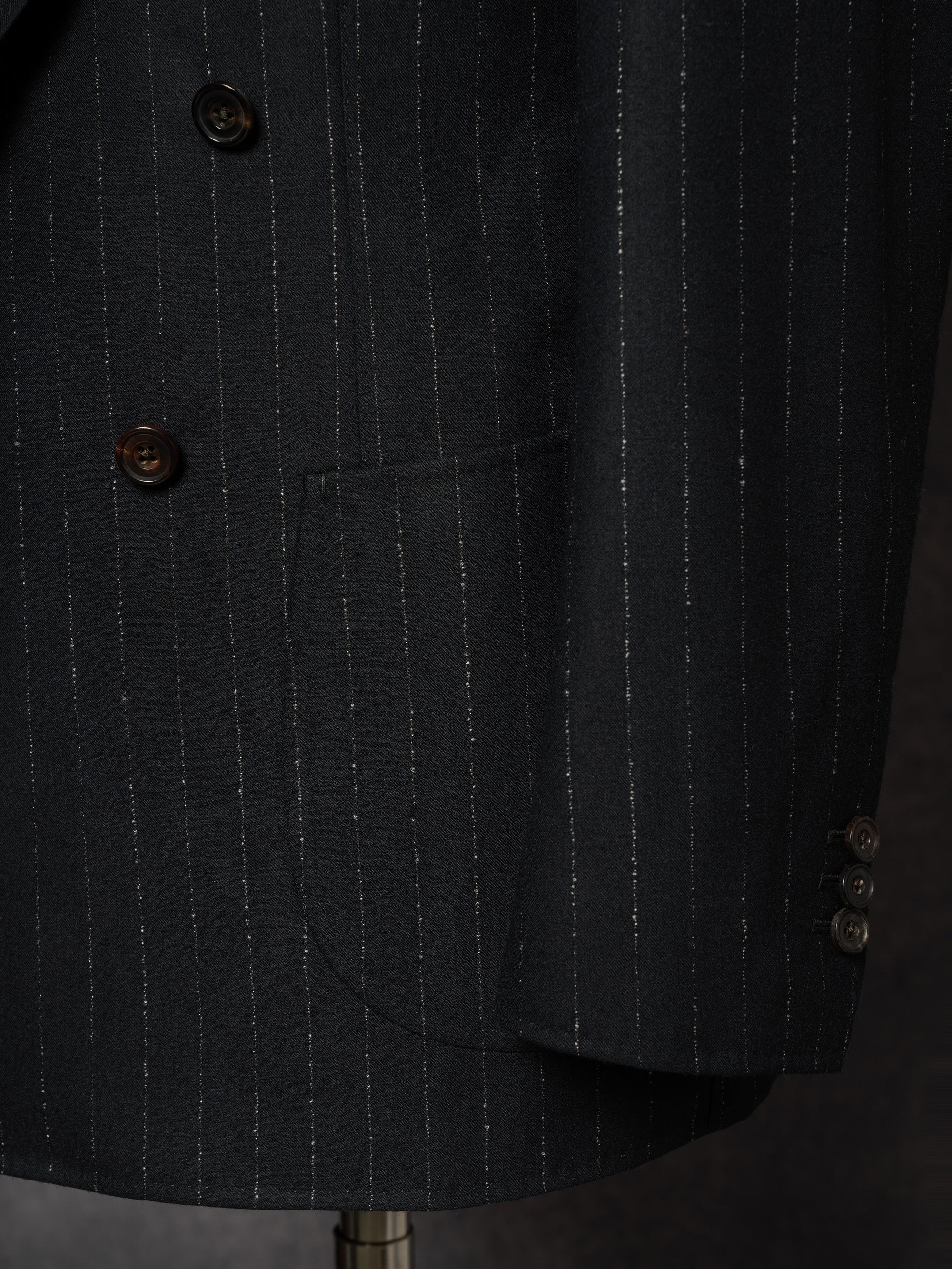 Navy Dotted Stripe Flannel Suit #19