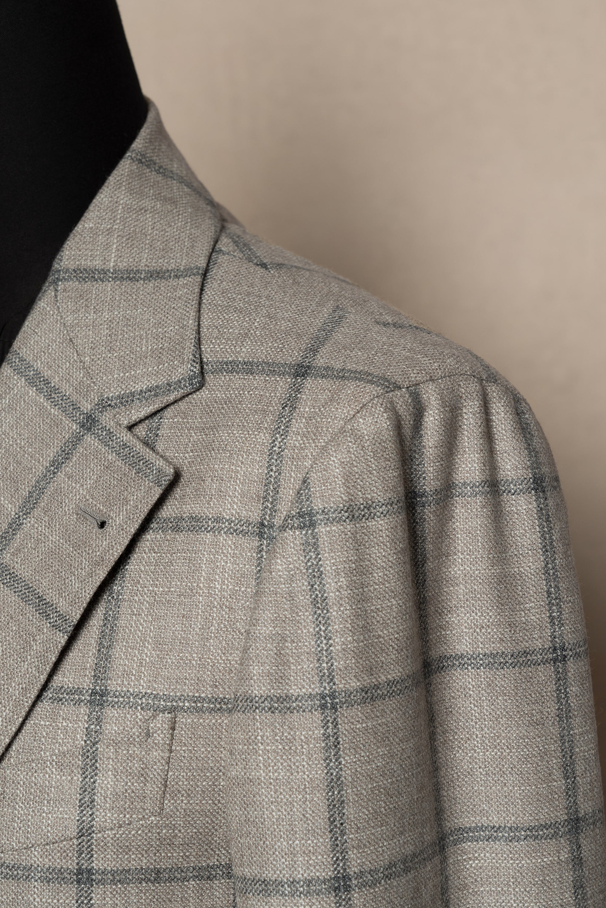 MTO Stone Windowpane Wool Silk Cashmere Jacket