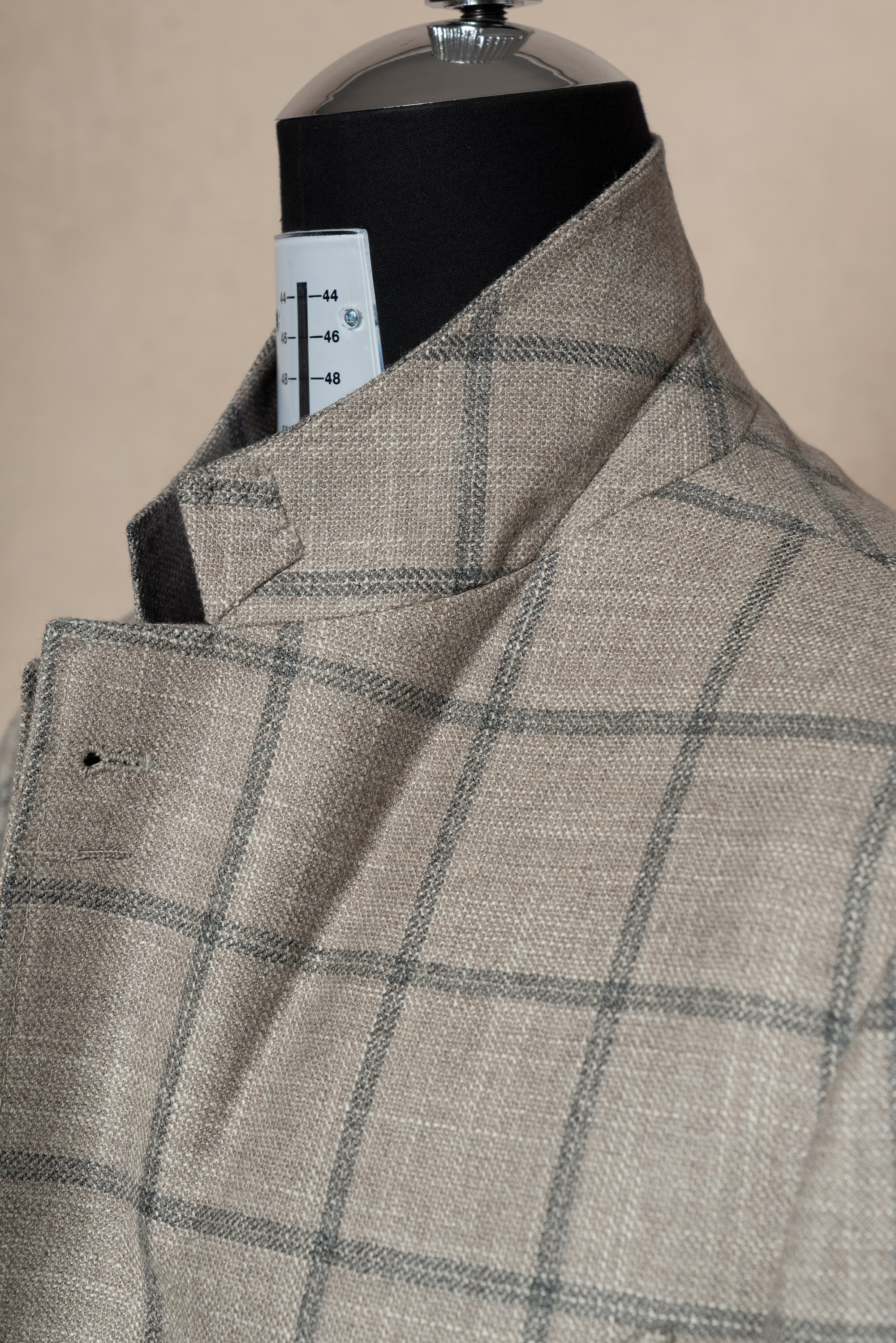 MTO Stone Windowpane Wool Silk Cashmere Jacket