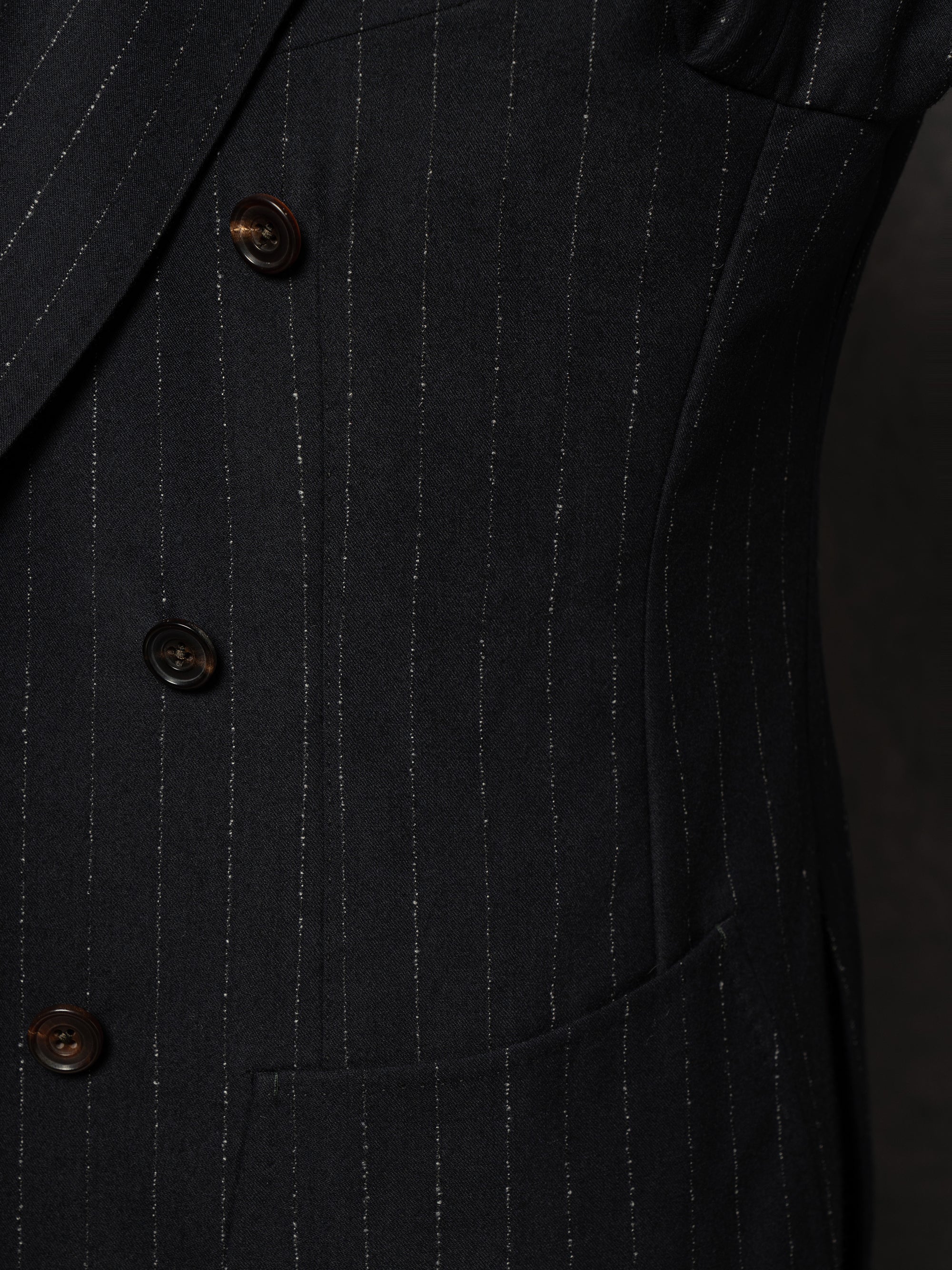 Navy Dotted Stripe Flannel Suit #19