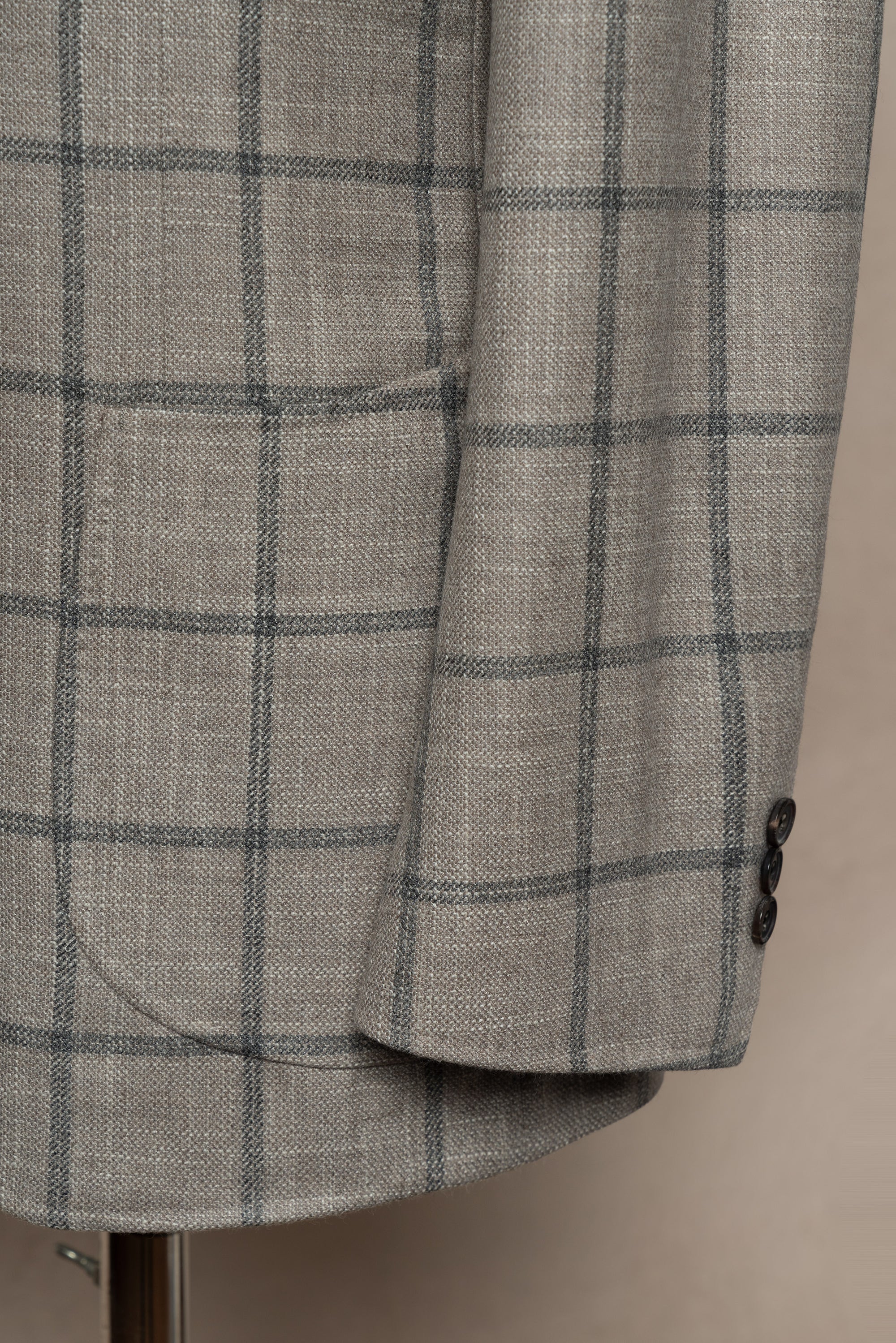 MTO Stone Windowpane Wool Silk Cashmere Jacket