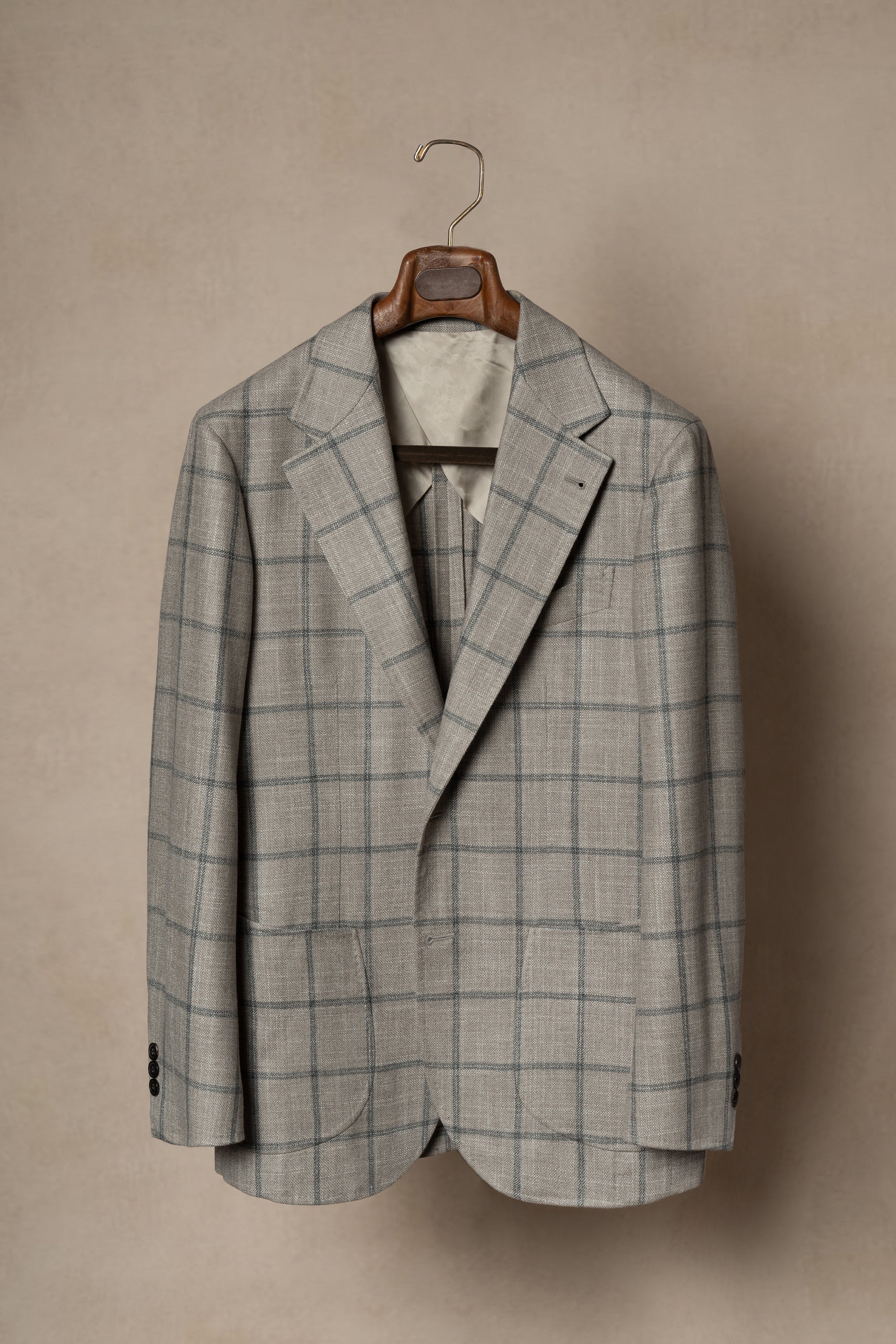 MTO Stone Windowpane Wool Silk Cashmere Jacket