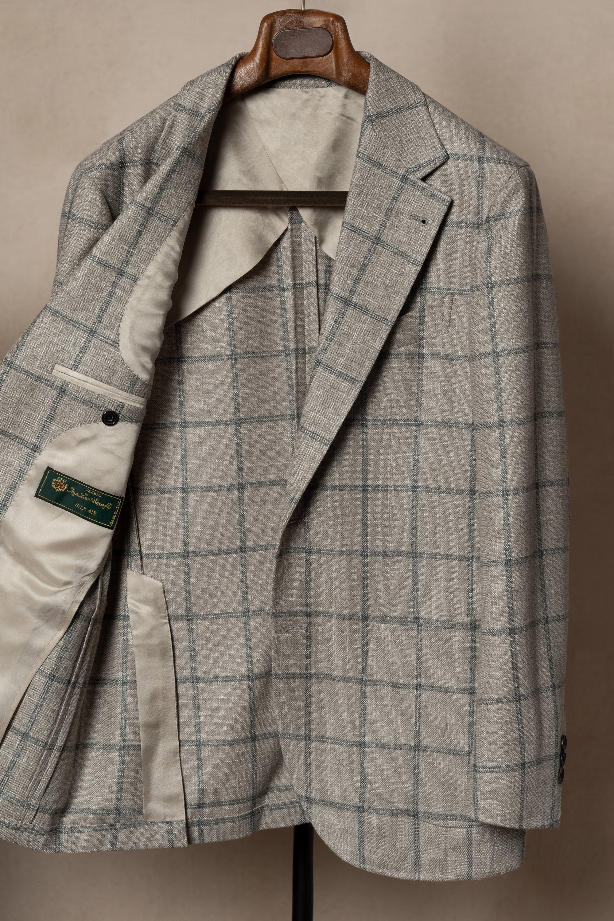 MTO Stone Windowpane Wool Silk Cashmere Jacket