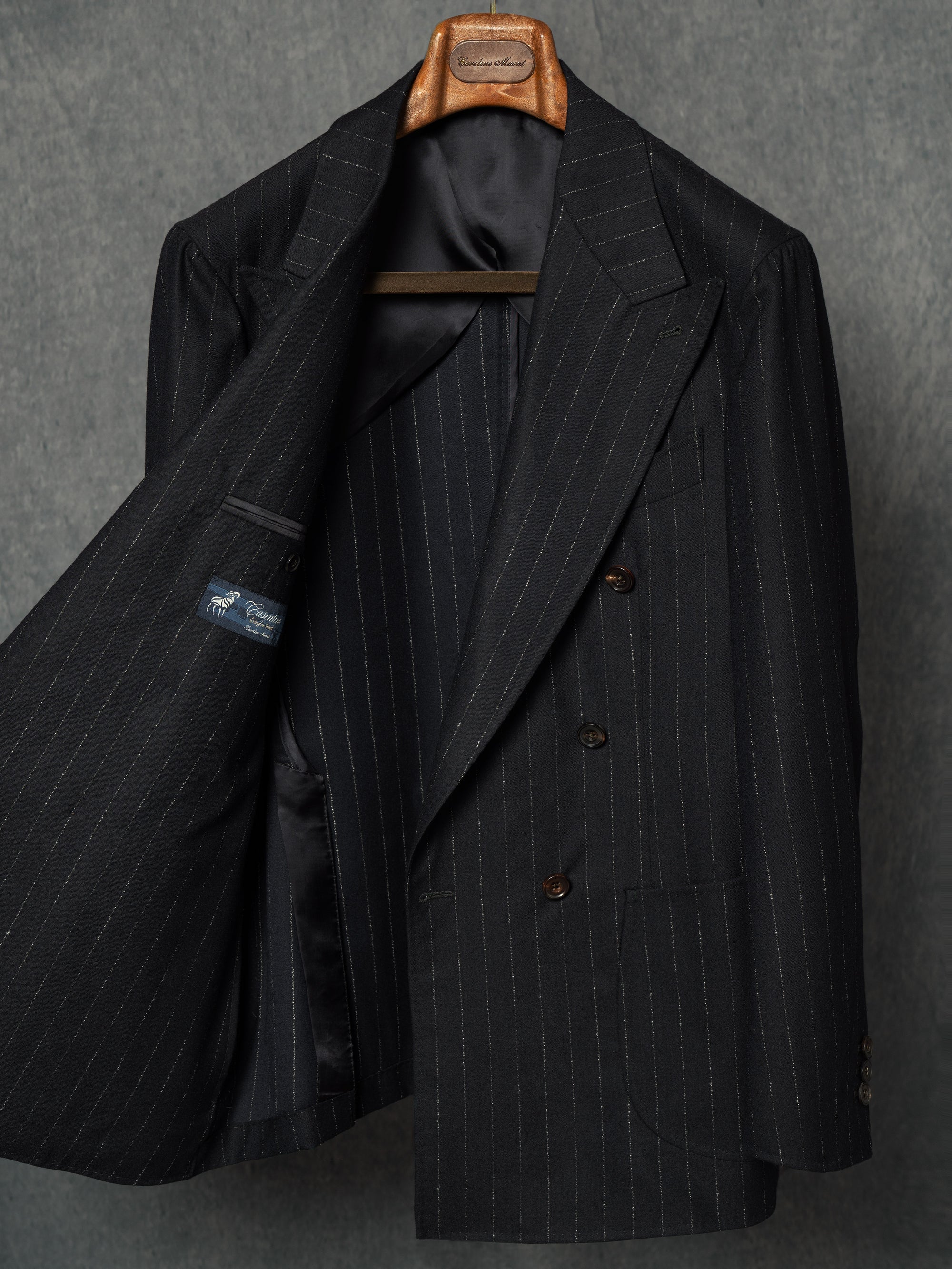 Navy Dotted Stripe Flannel Suit #19