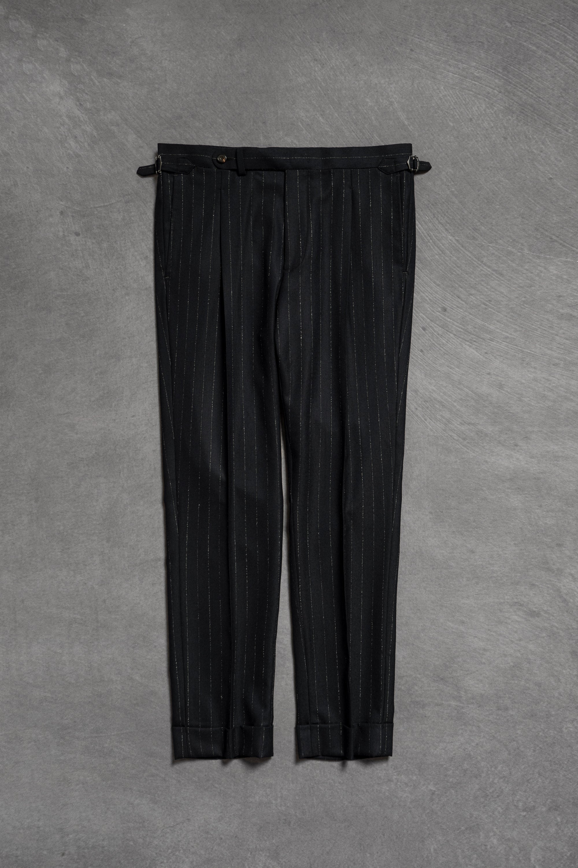 Navy Dotted Stripe Flannel Suit #19