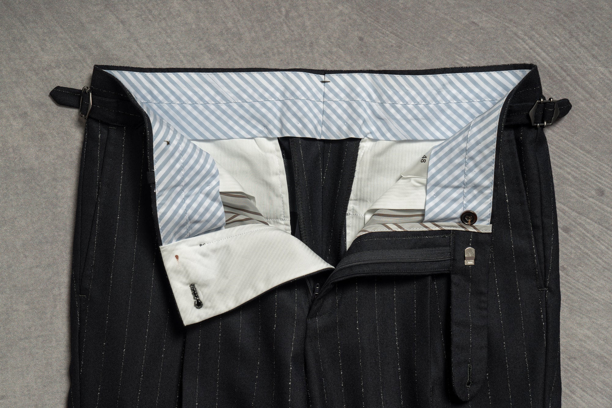 Navy Dotted Stripe Flannel Suit #19