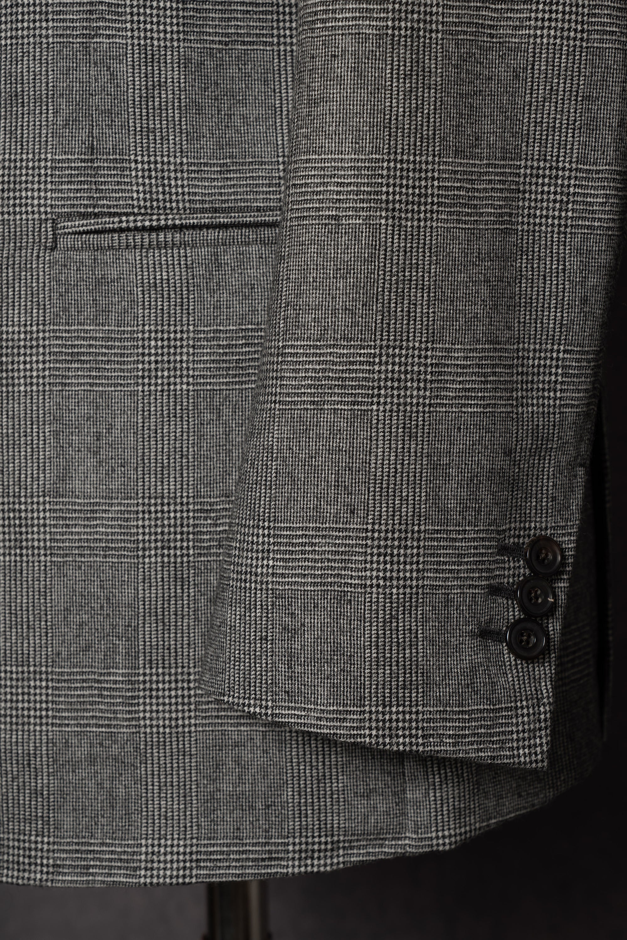 MTO Black and White Glen Check Worsted Flannel Suit #33