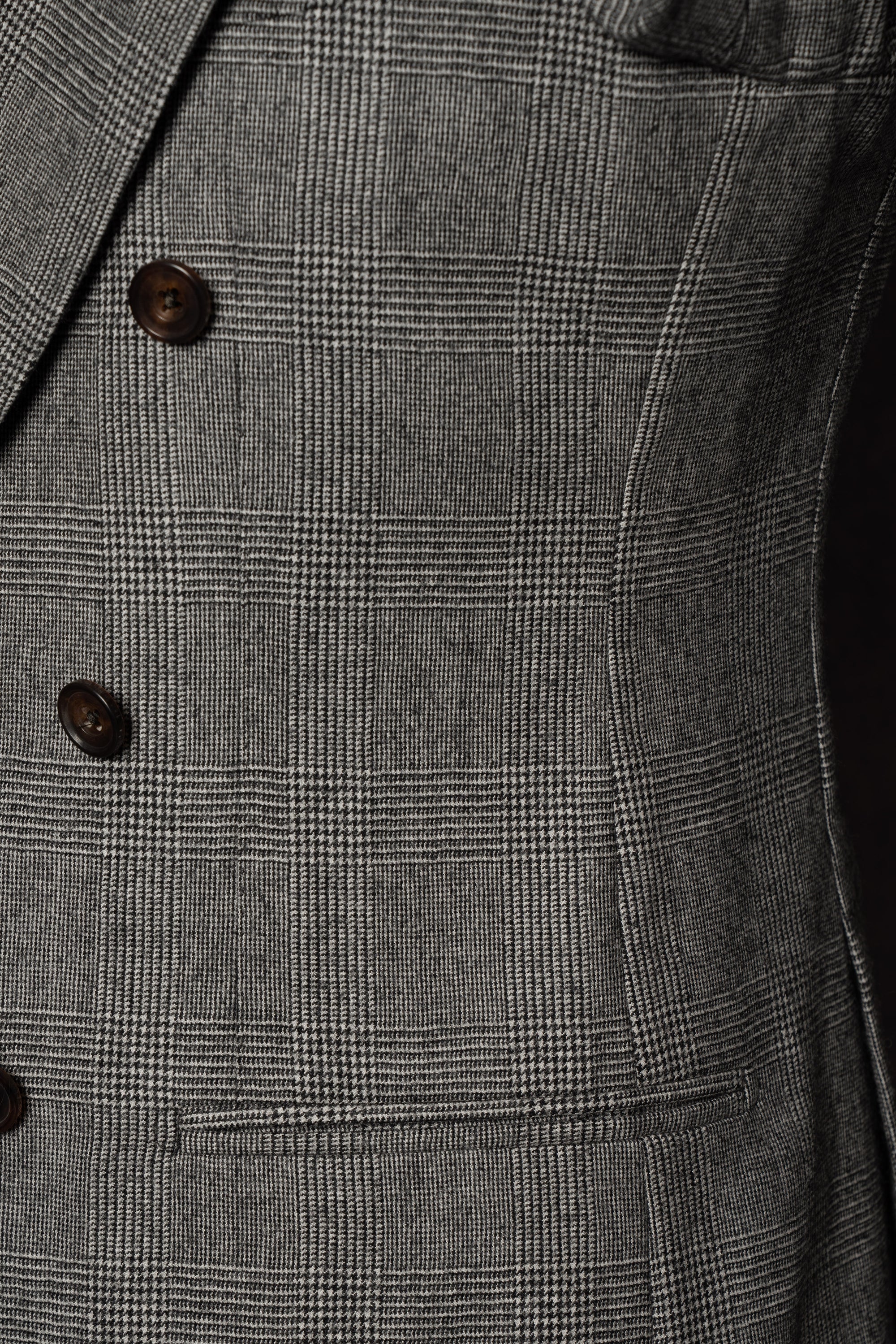 MTO Black and White Glen Check Worsted Flannel Suit #33
