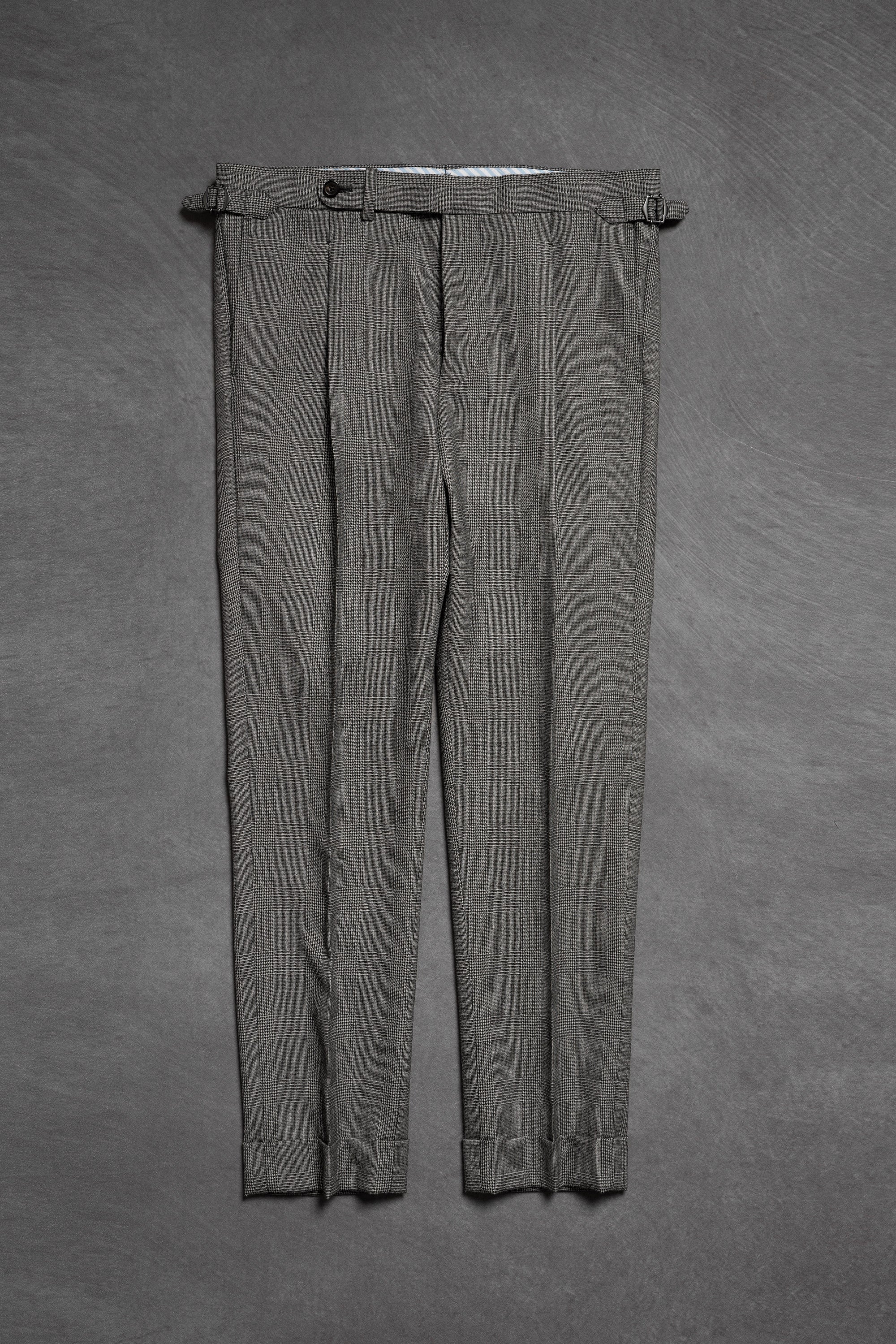 MTO Black and White Glen Check Worsted Flannel Suit #33
