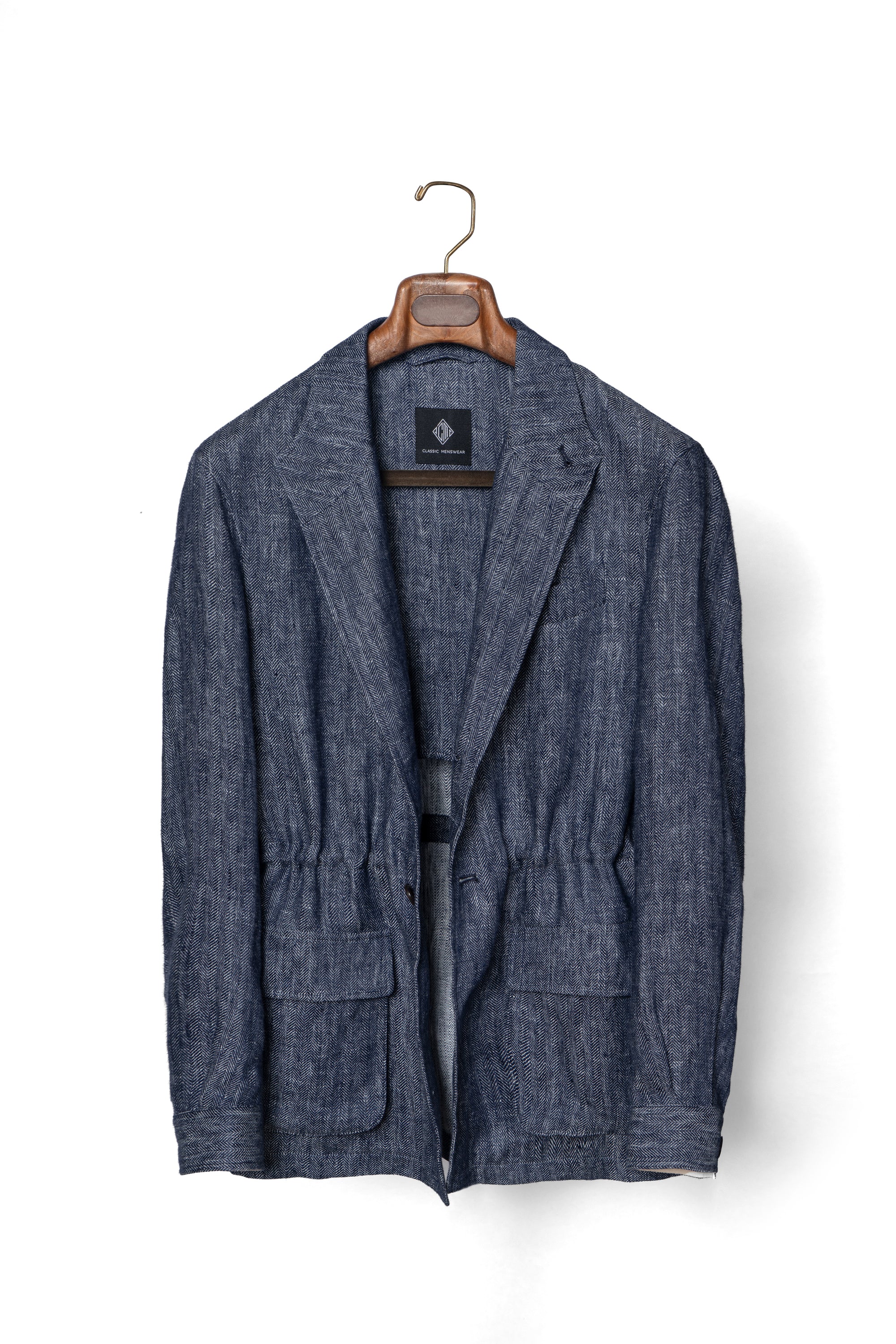 Indigo Herringbone Linen Teba Jacket #228