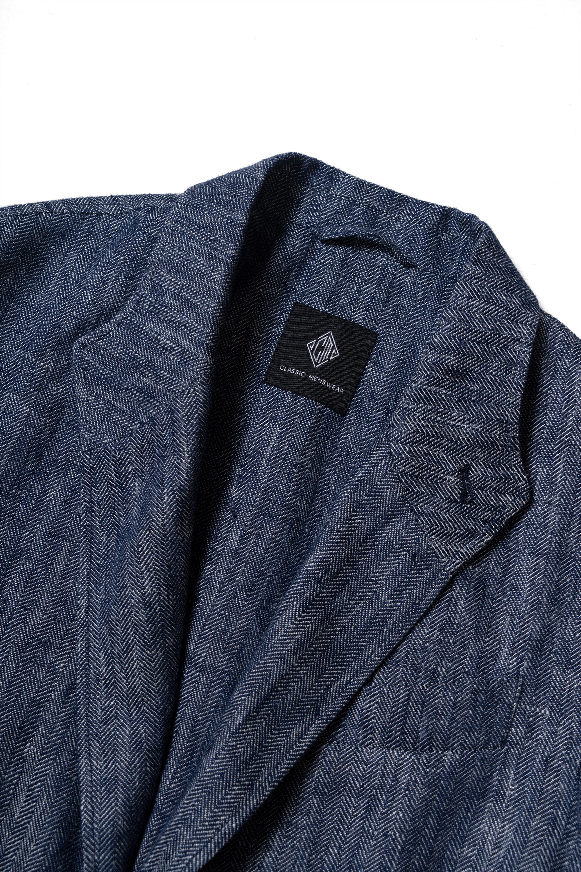 Indigo Herringbone Linen Teba Jacket #228